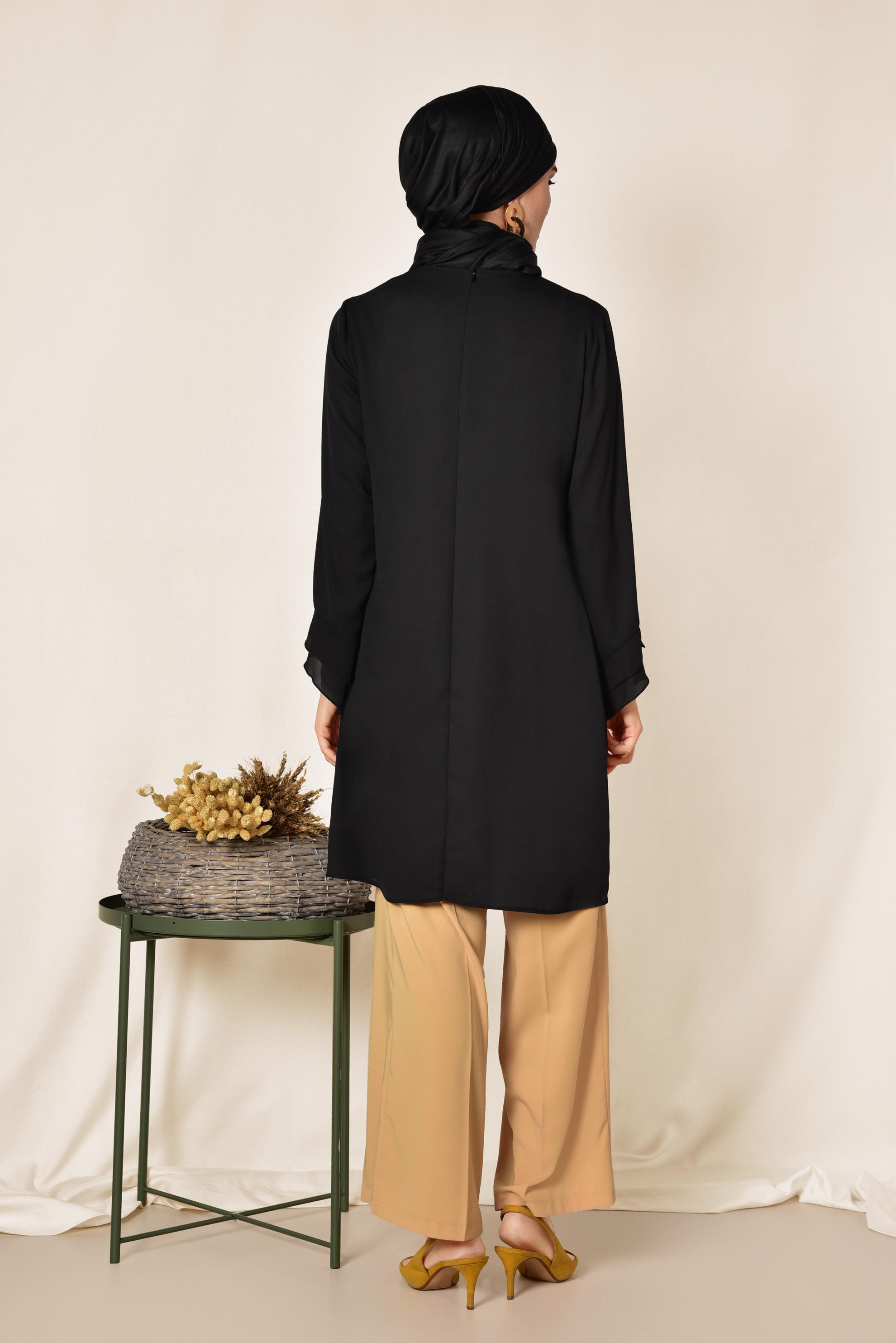 Tesettür giyim SİYAH FERMUARLI TUNİK 4195