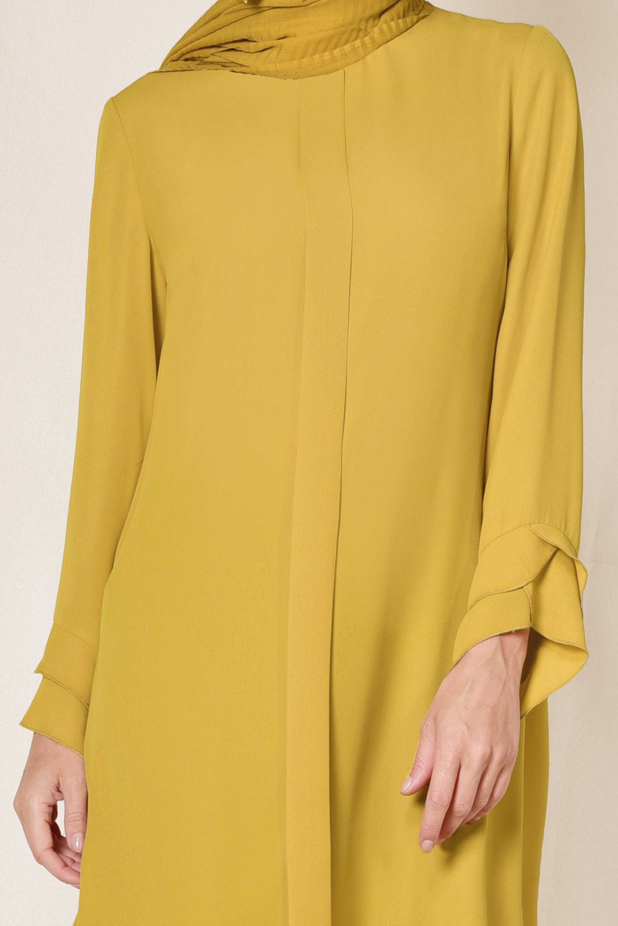 Tesettür giyim SARI FERMUARLI TUNİK 4195