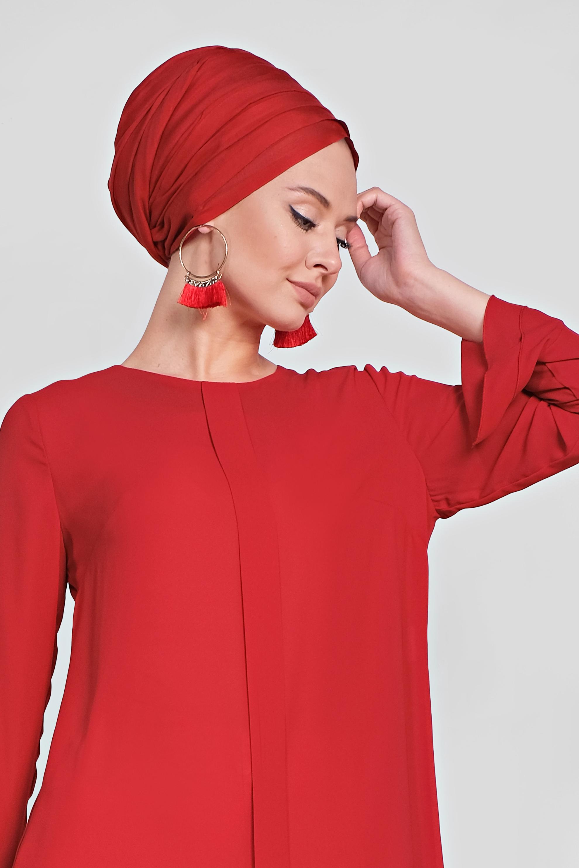 Tesettür giyim MERCAN FERMUARLI TUNİK 4195