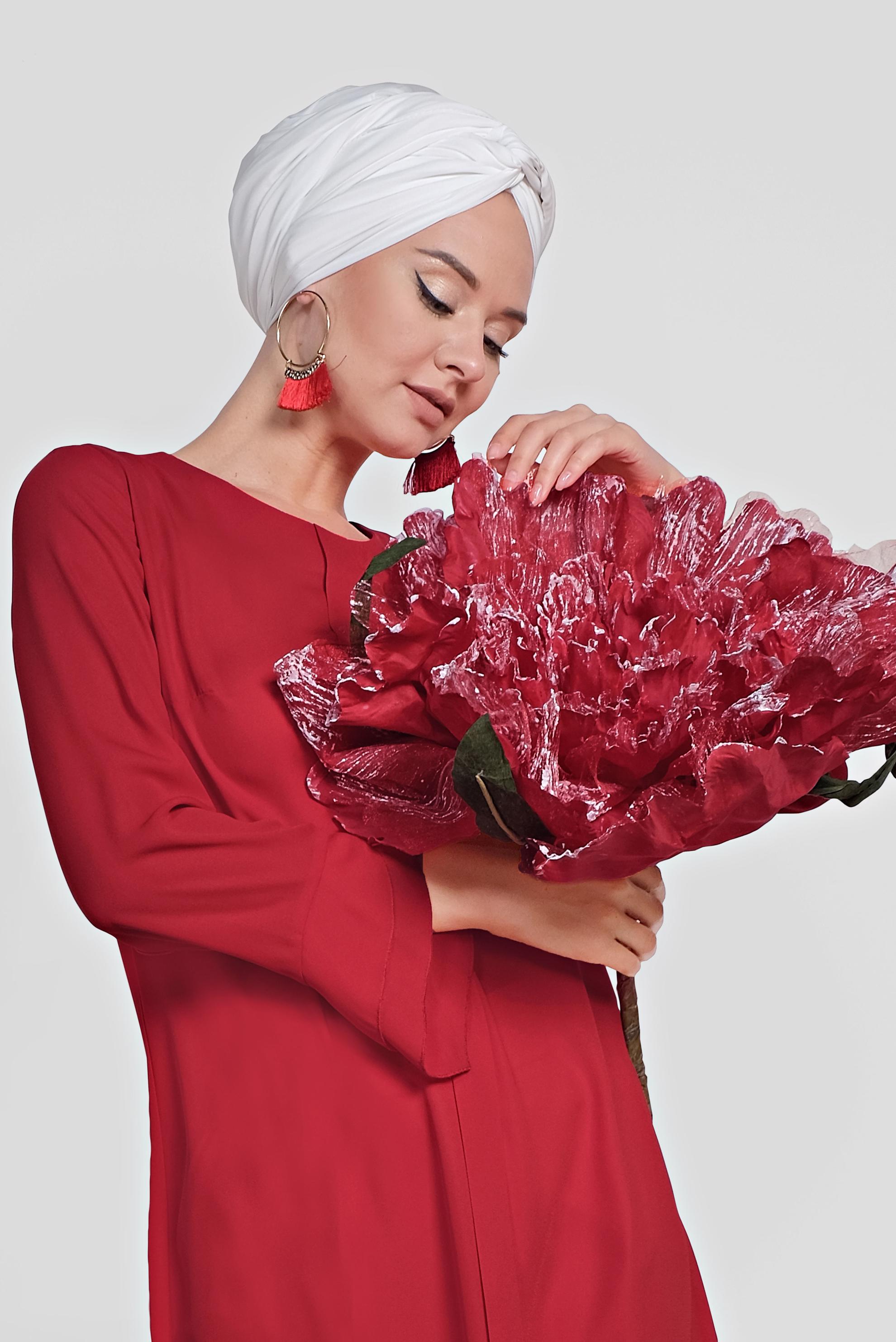 Tesettür giyim KIRMIZI FERMUARLI TUNİK 4195