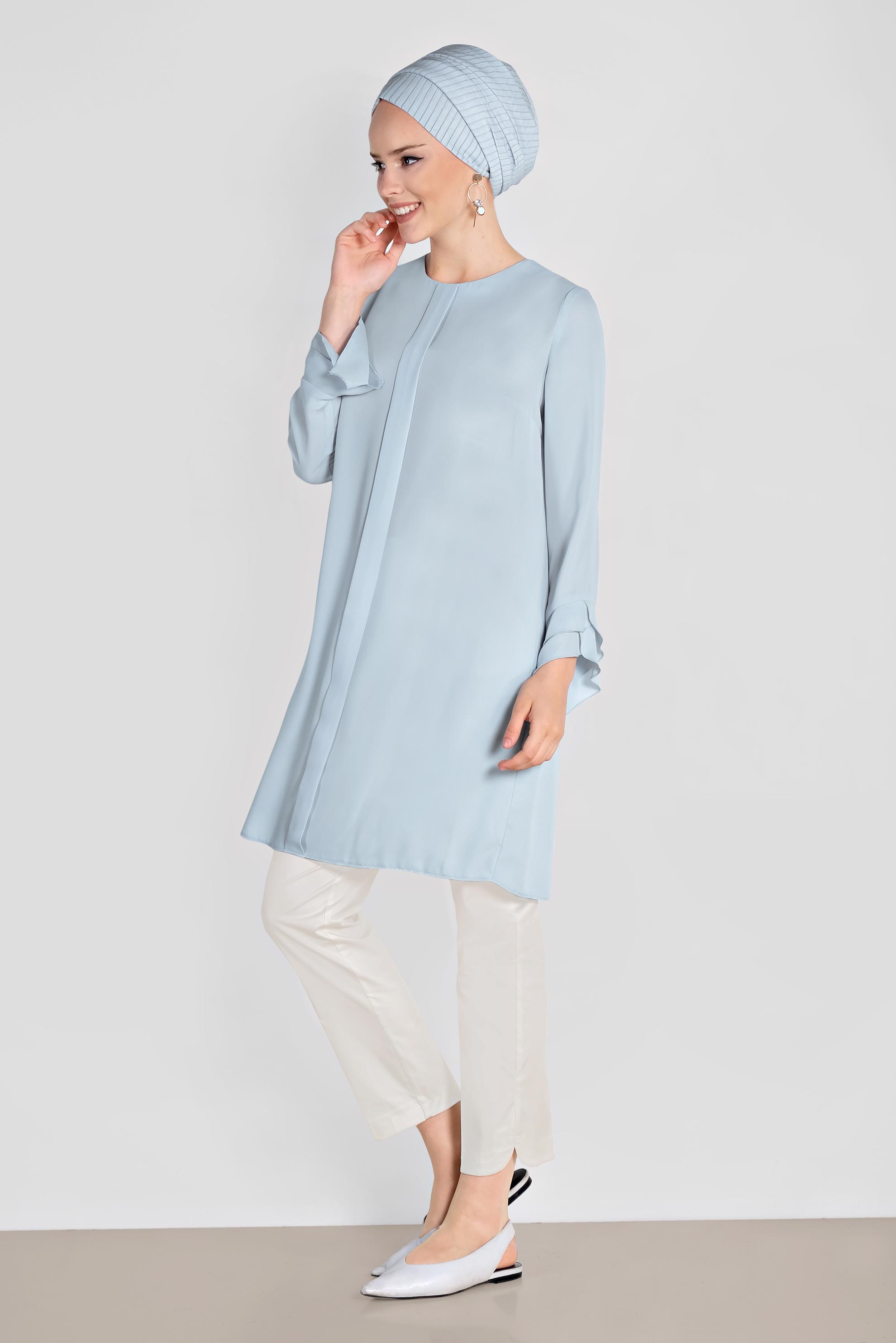 Tesettür giyim MAVİ FERMUARLI TUNİK 4195