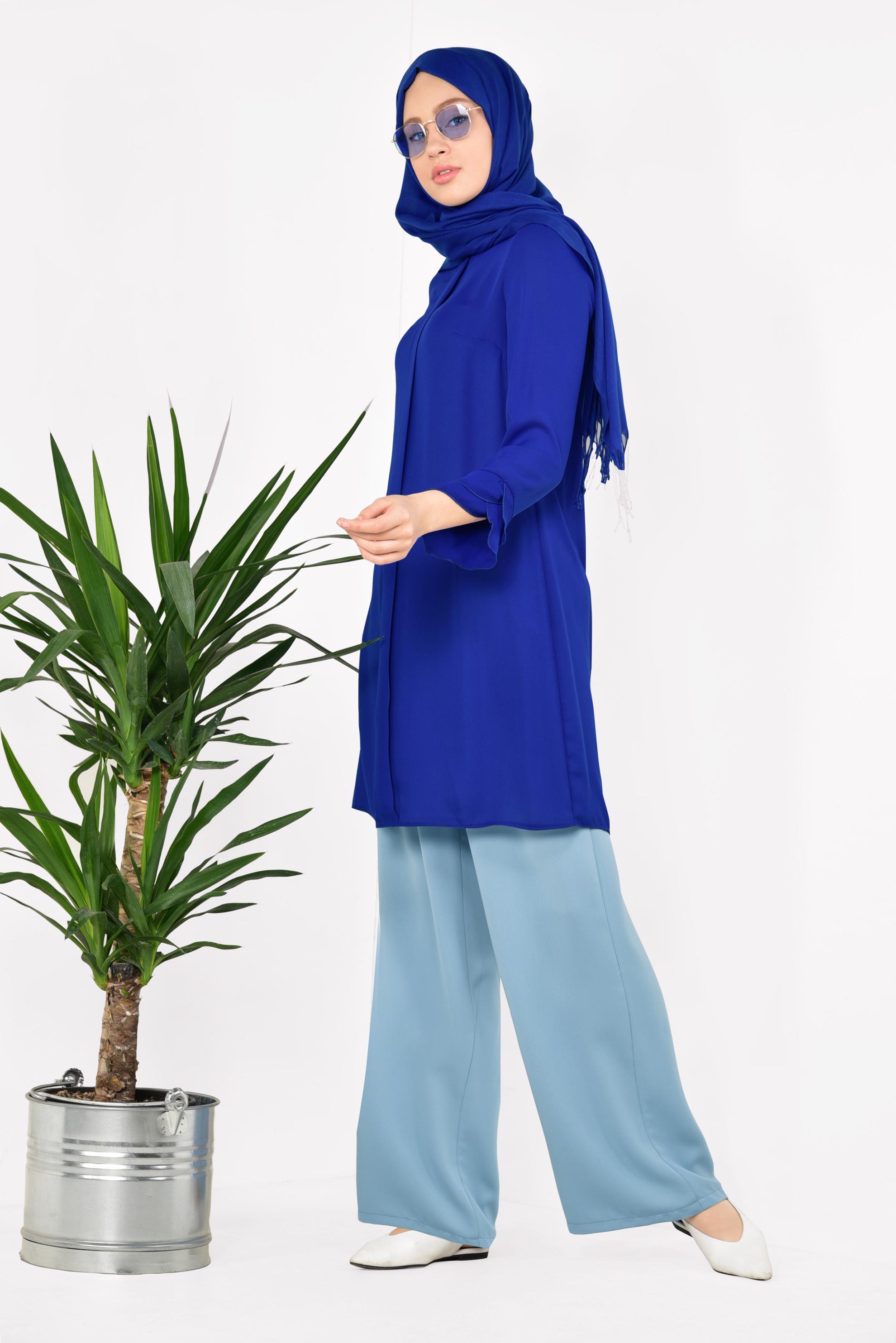 Tesettür giyim MAVİ FERMUARLI TUNİK 4195