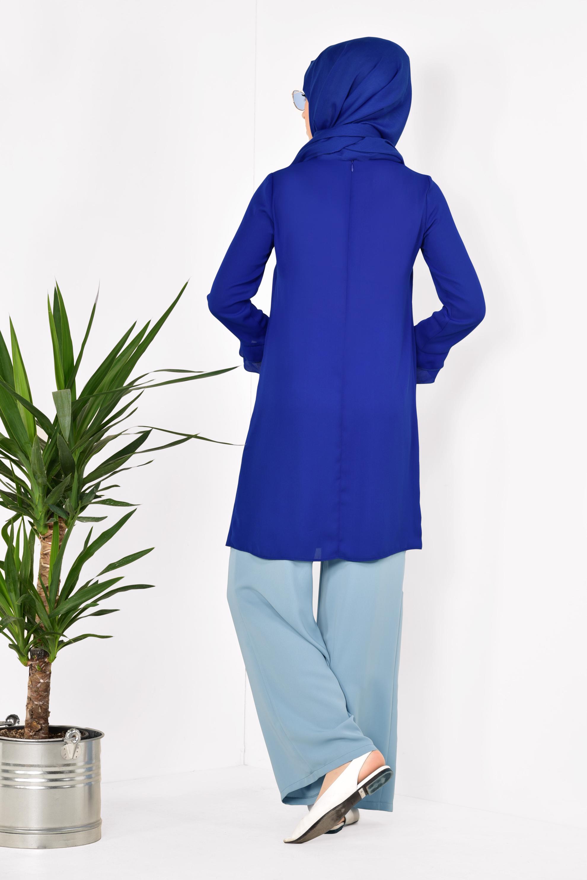 Tesettür giyim MAVİ FERMUARLI TUNİK 4195