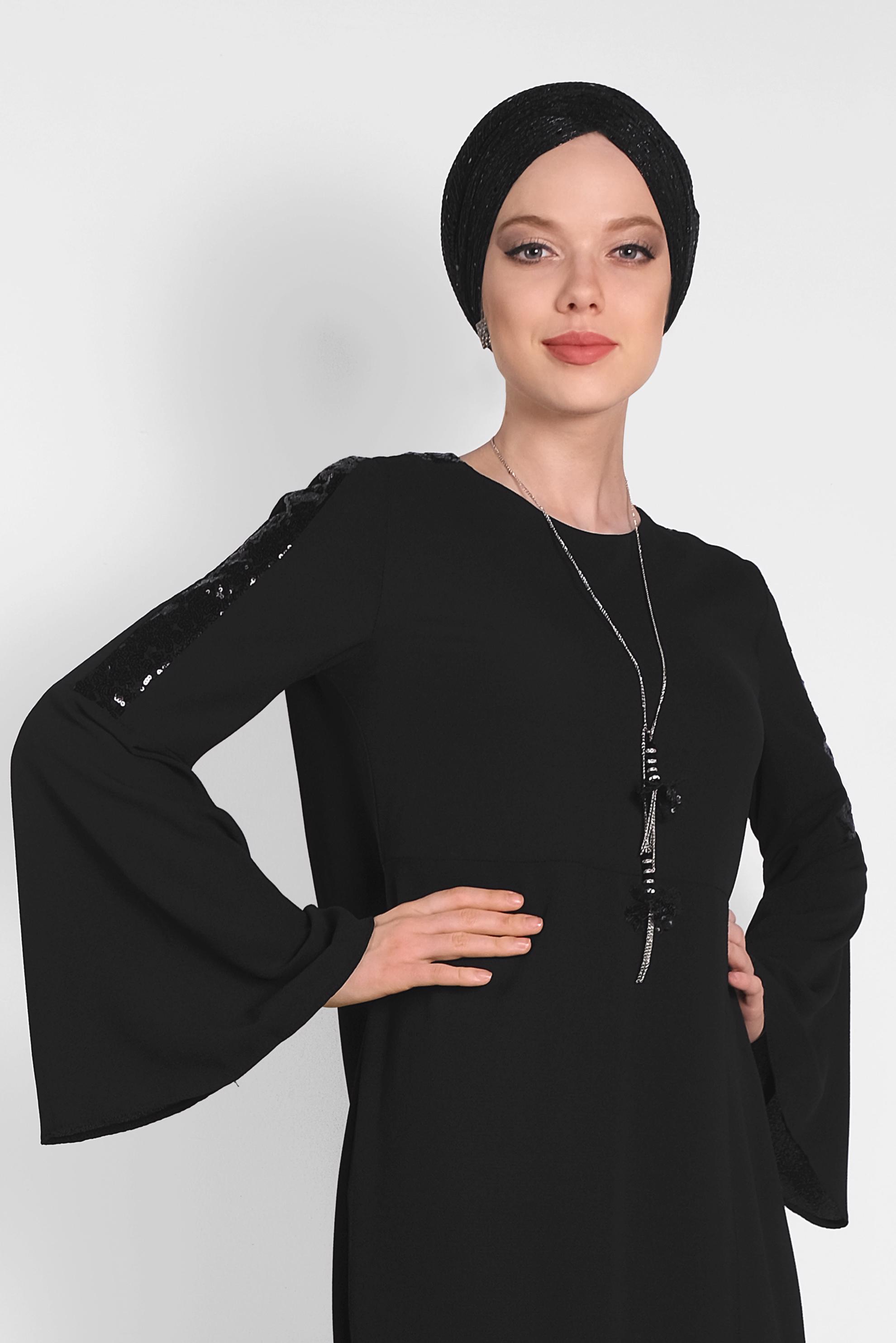 Tesettür giyim SİYAH ASİMETRİK KESİM SALAŞ TUNİK 4262