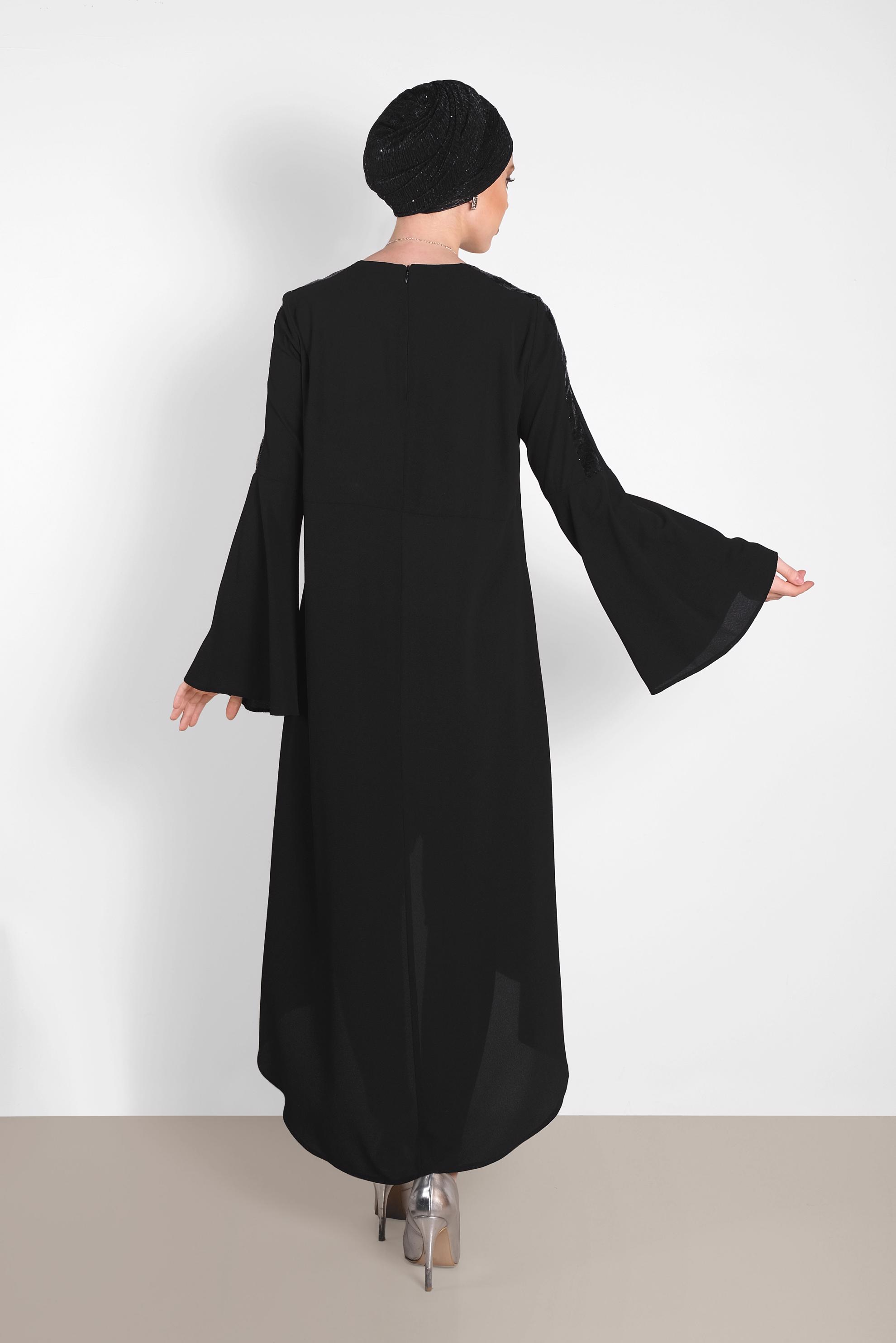 Tesettür giyim SİYAH ASİMETRİK KESİM SALAŞ TUNİK 4262