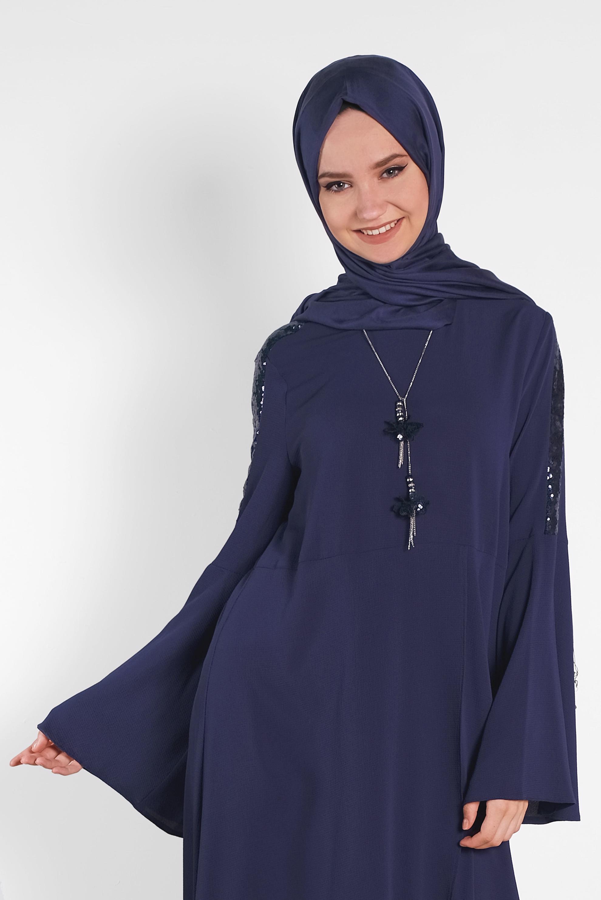 Tesettür giyim LACİVERT ASİMETRİK KESİM SALAŞ TUNİK 4262