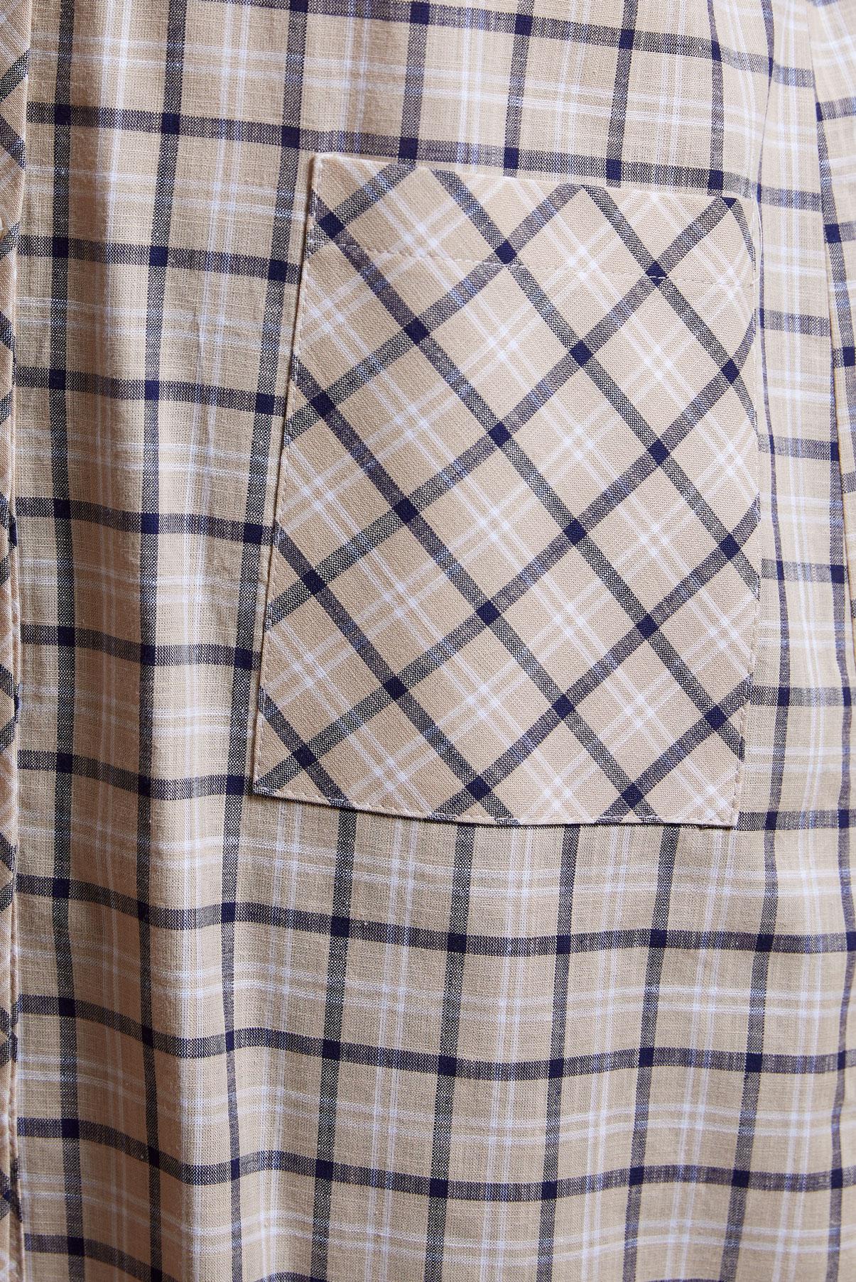 Tesettür giyim BEJ EKOSE DESENLİ PAMUKLU TUNİK 4305