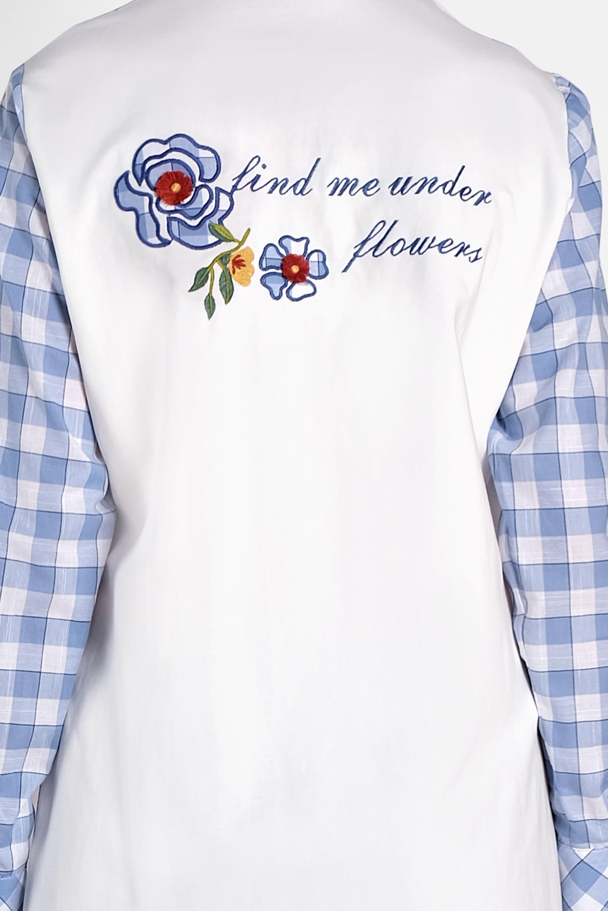 Tesettür giyim MAVİ SIRT KISMI İŞLEMELİ EKOSE TUNİK 4308