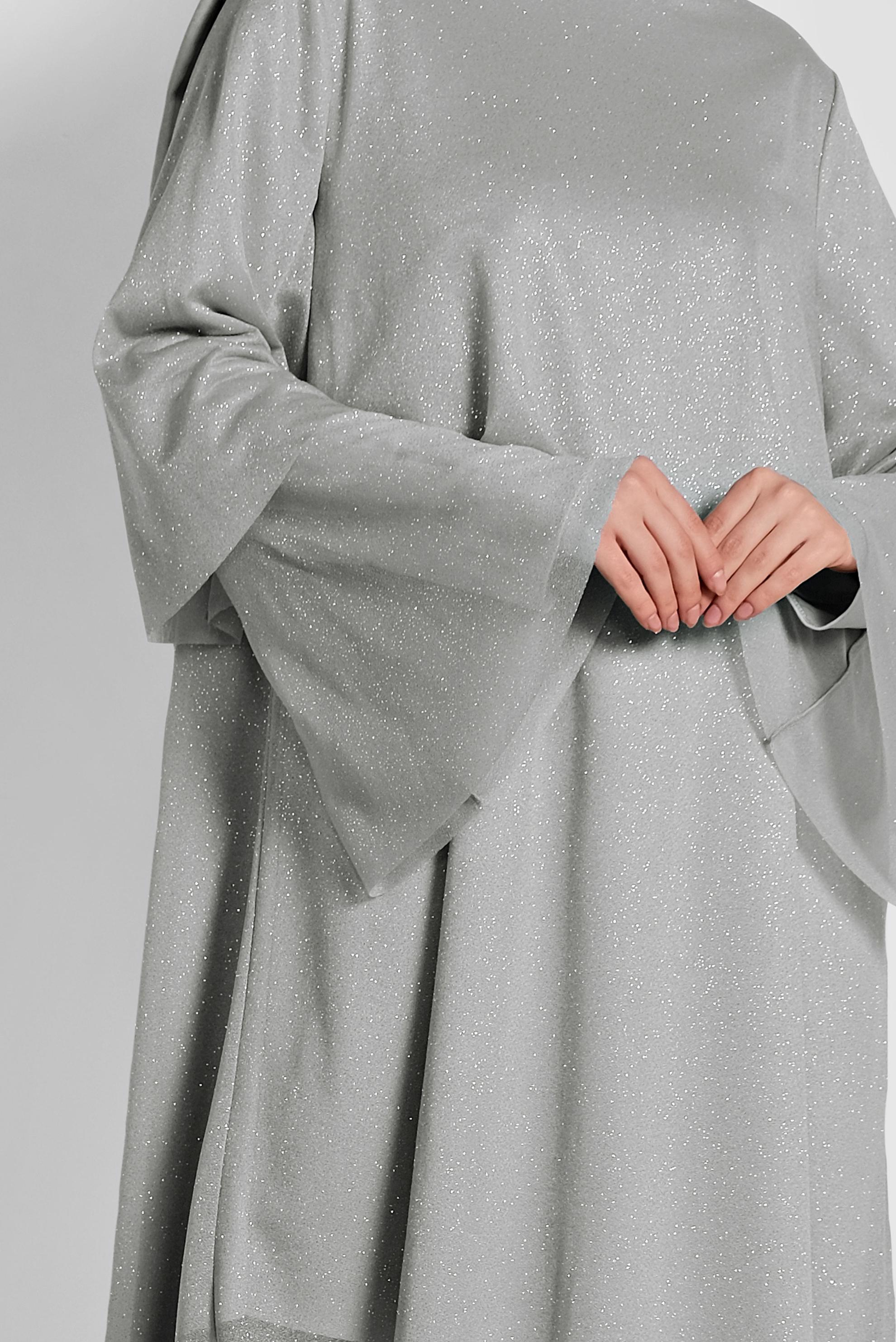 Tesettür giyim GRİ SİMLİ GENİŞ KESİM TUNİK 4316