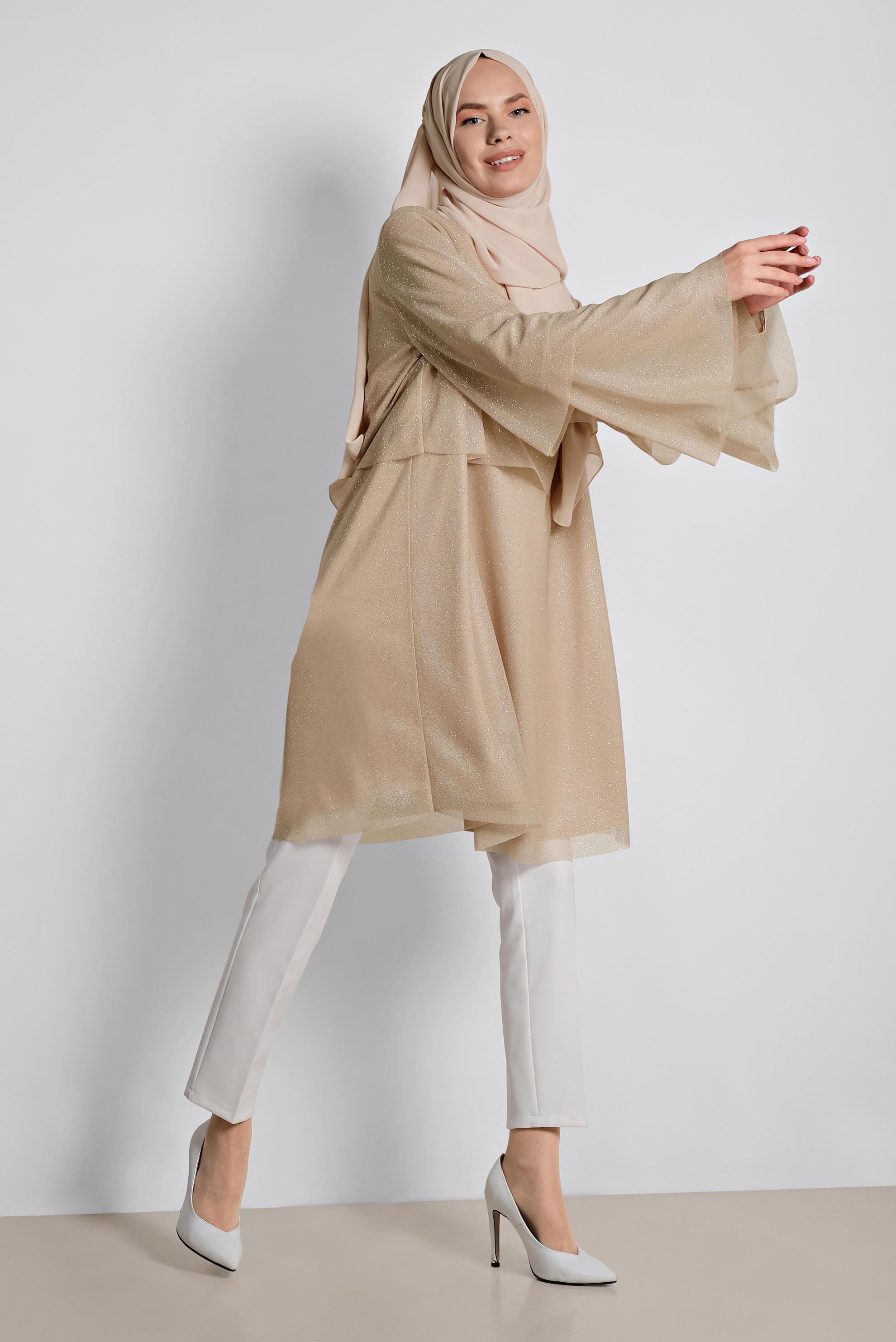 Tesettür giyim ALTIN SİMLİ GENİŞ KESİM TUNİK 4316