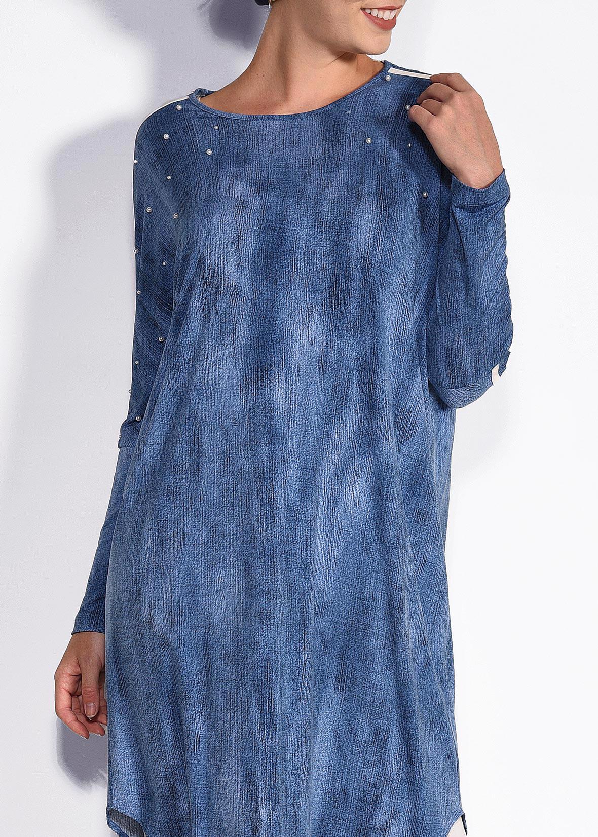 Tesettür giyim LACİVERT OMUZLARI ŞERİTLİ TUNİK 4326