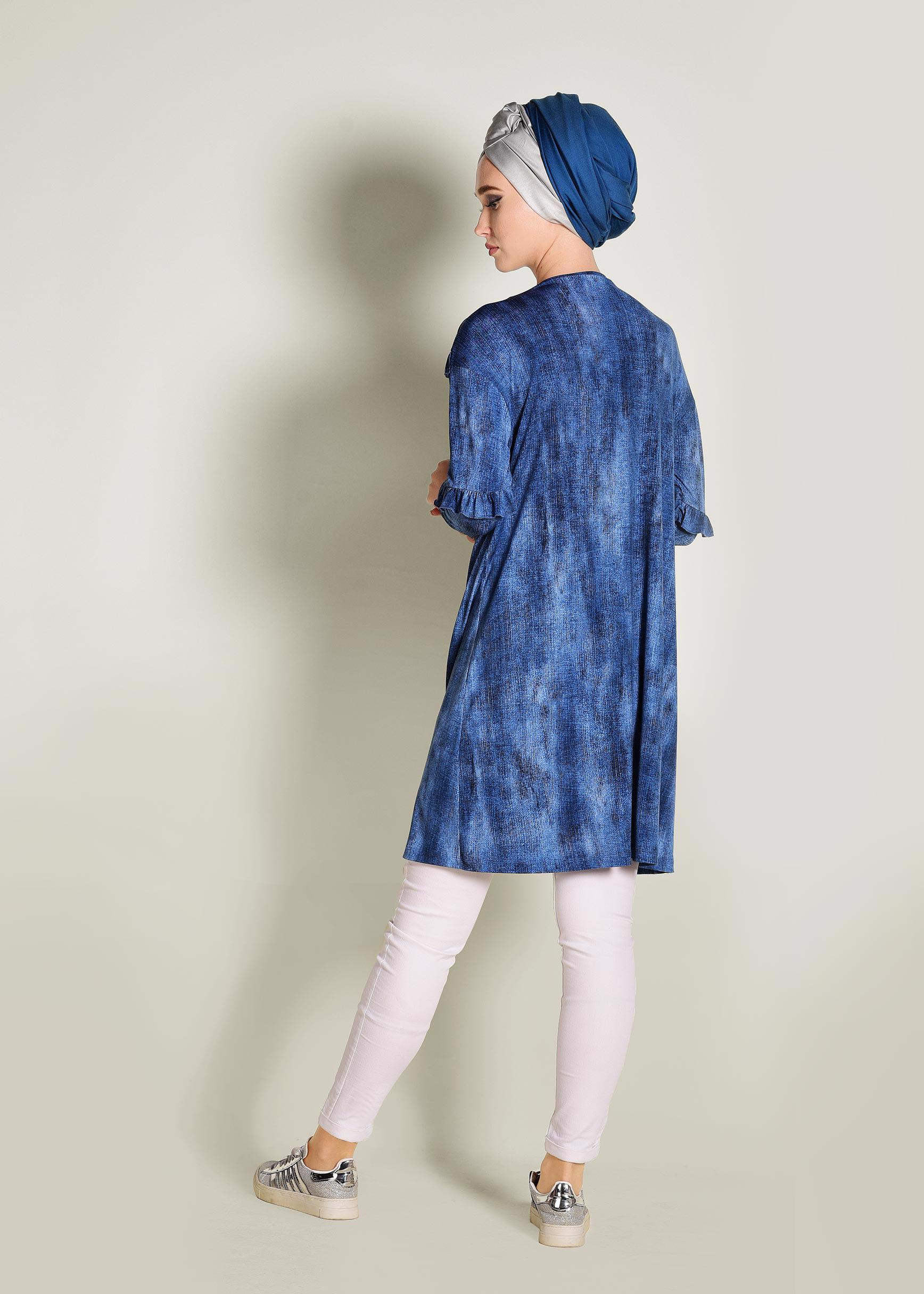 Tesettür giyim LACİVERT FIRFIRLI TUNİK 4347