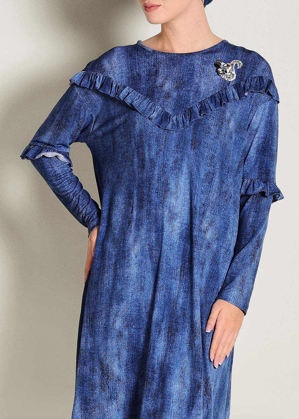 Tesettür giyim LACİVERT FIRFIRLI TUNİK 4347