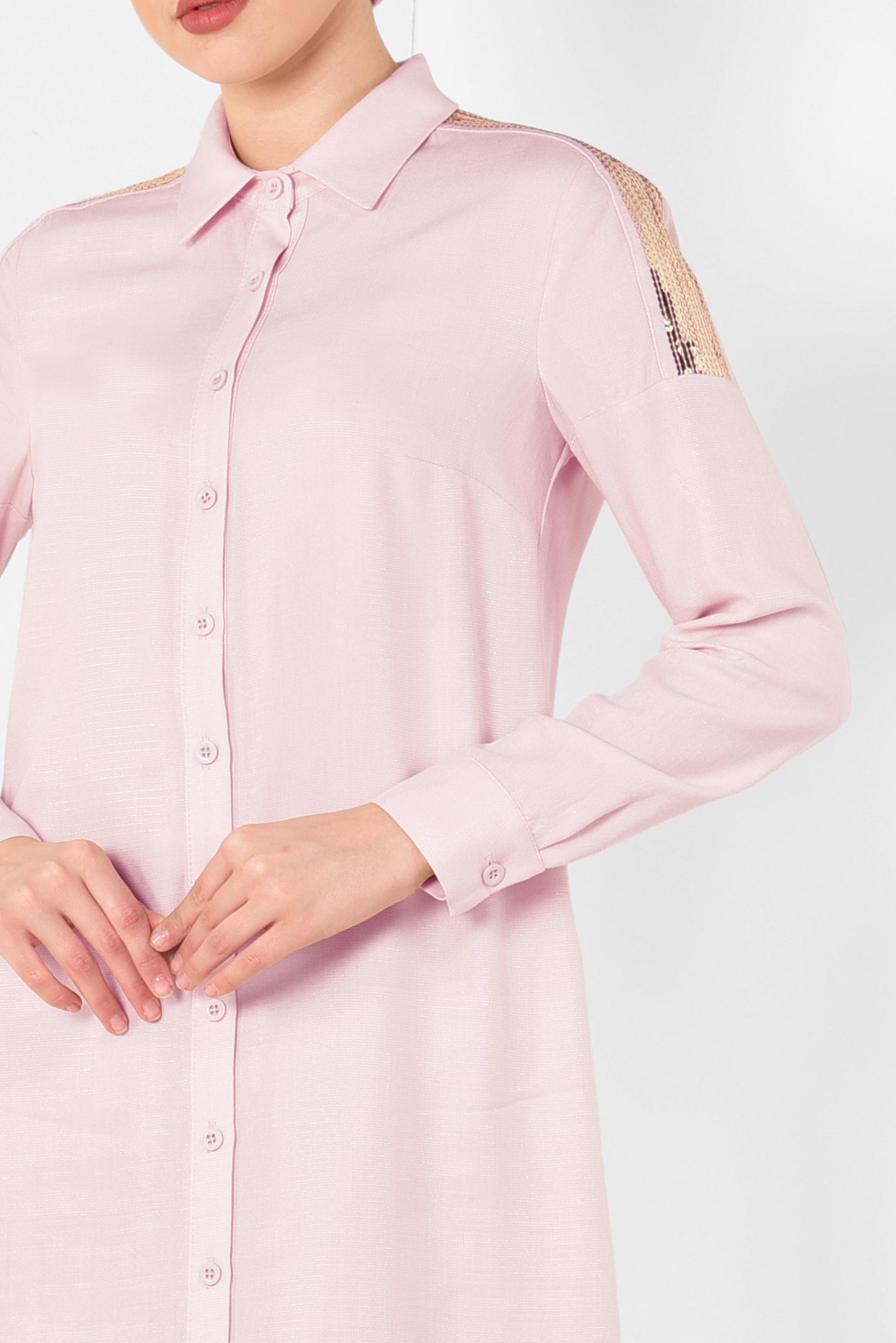 Tesettür giyim PUDRA OMUZLARI PAYETLİ TUNİK 4348