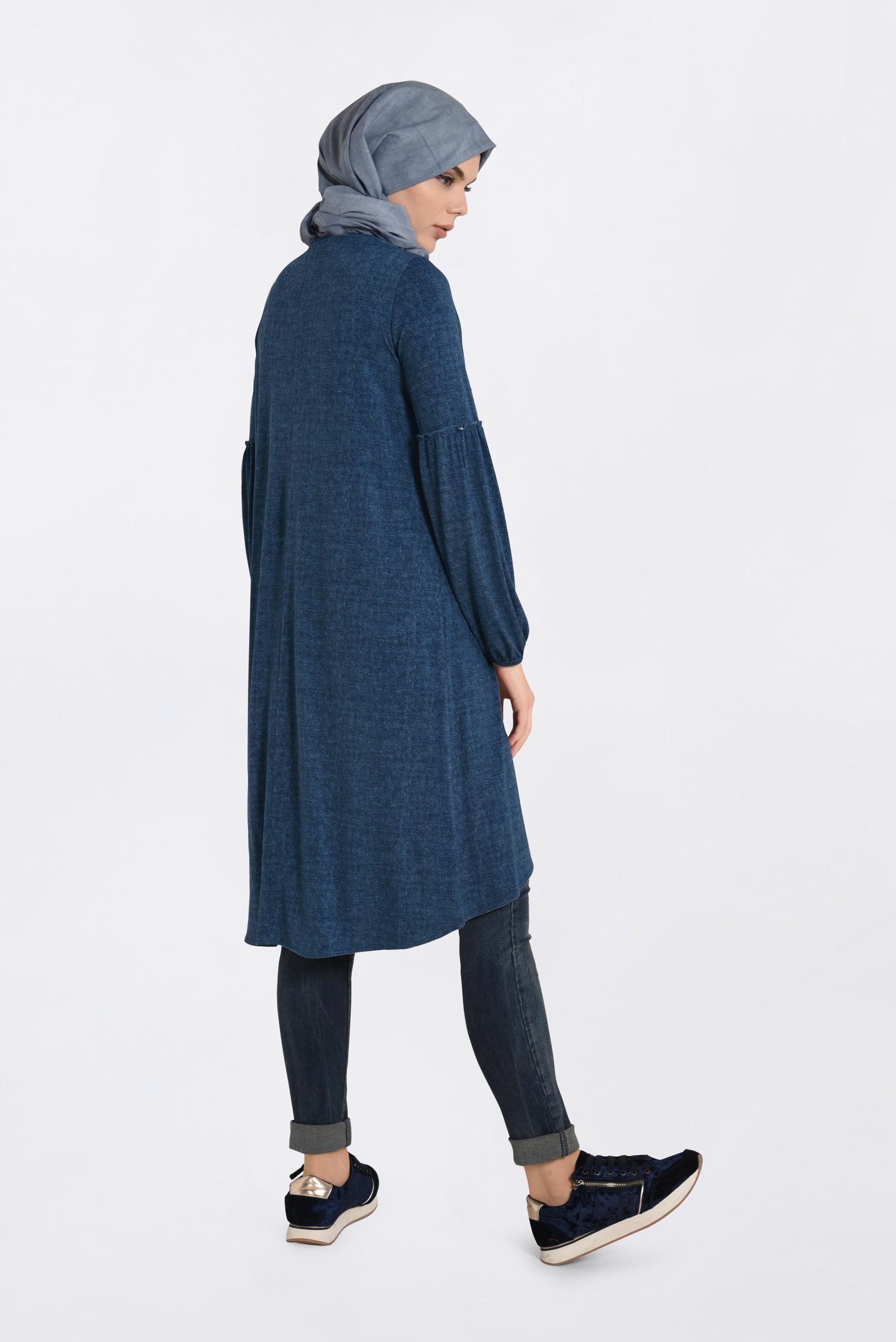 Tesettür giyim LACİVERT YAZI DETAYLI TUNİK 4370