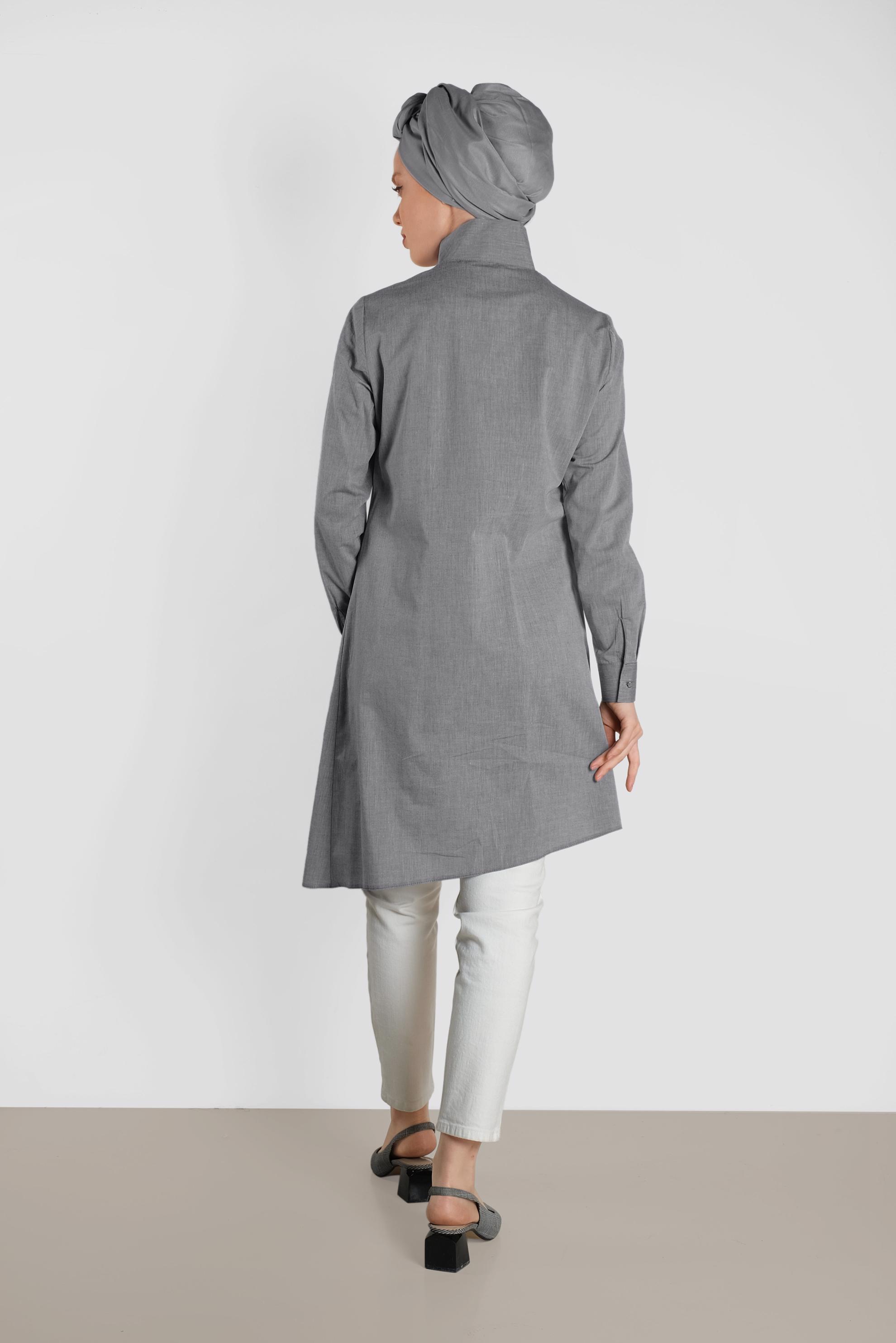 Tesettür giyim SİYAH ASİMETRİK KESİM TUNİK 4371