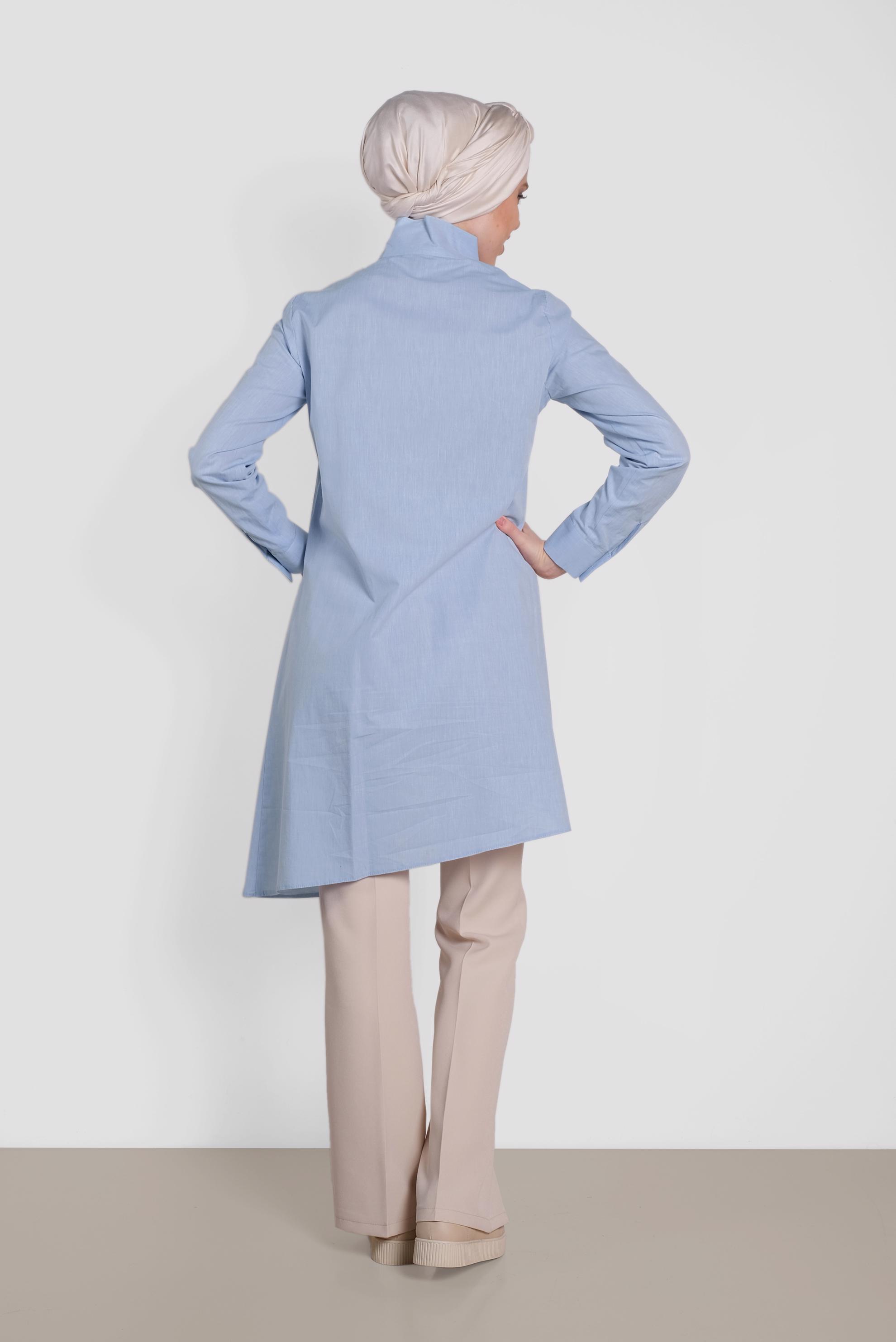 Tesettür giyim MAVİ ASİMETRİK KESİM TUNİK 4371