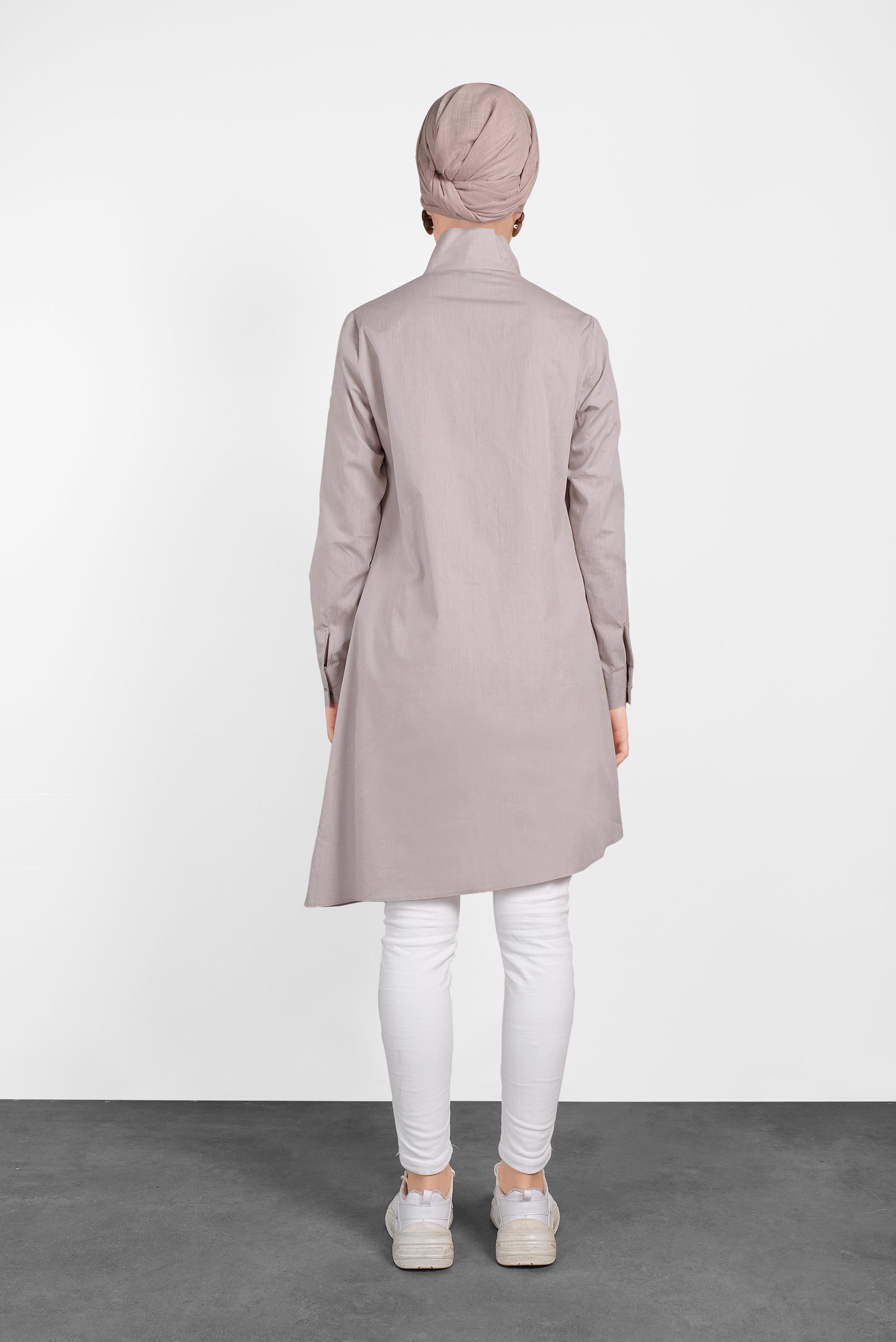 Tesettür giyim BEJ ASİMETRİK KESİM TUNİK 4371