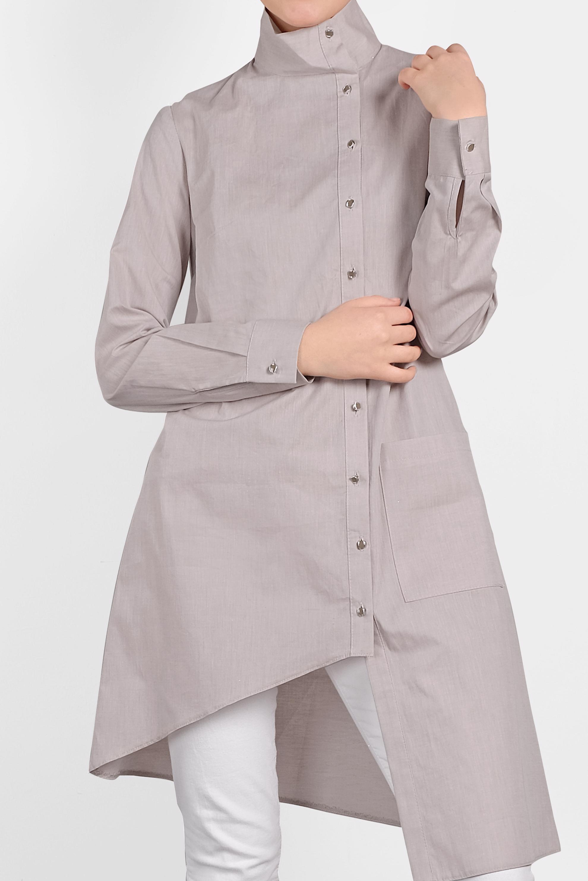 Tesettür giyim BEJ ASİMETRİK KESİM TUNİK 4371