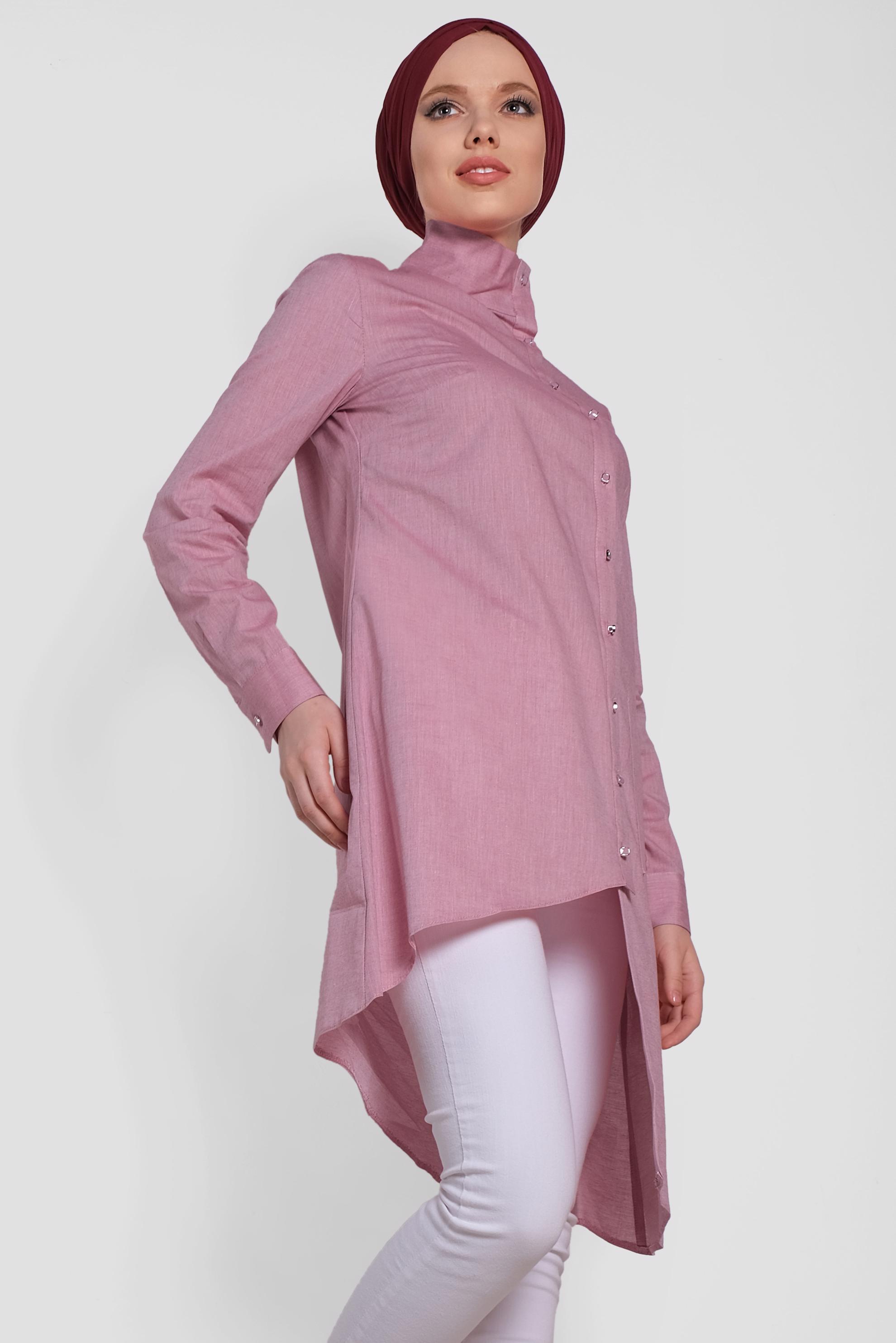 Tesettür giyim BORDO ASİMETRİK KESİM TUNİK 4371