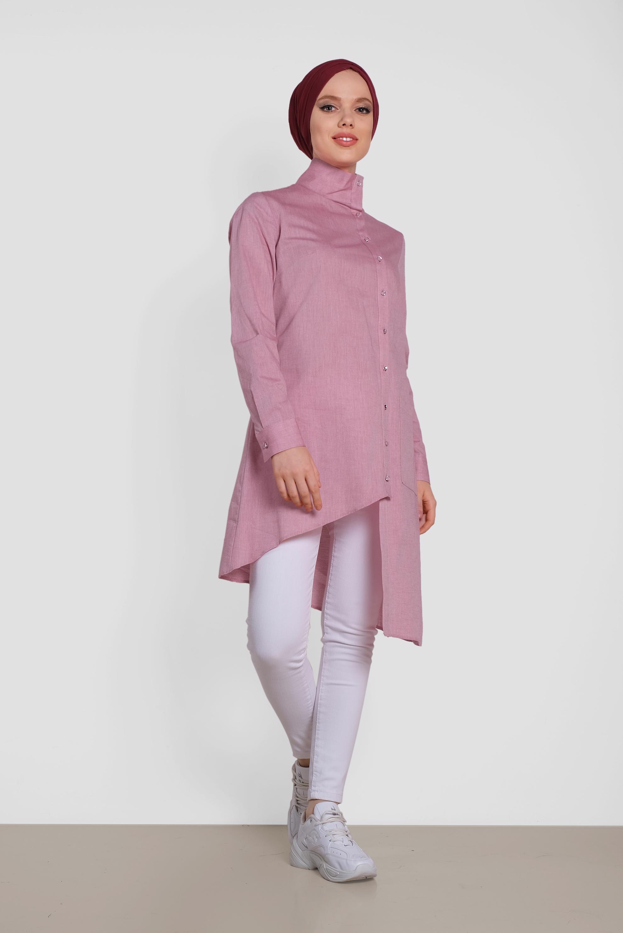 Tesettür giyim BORDO ASİMETRİK KESİM TUNİK 4371