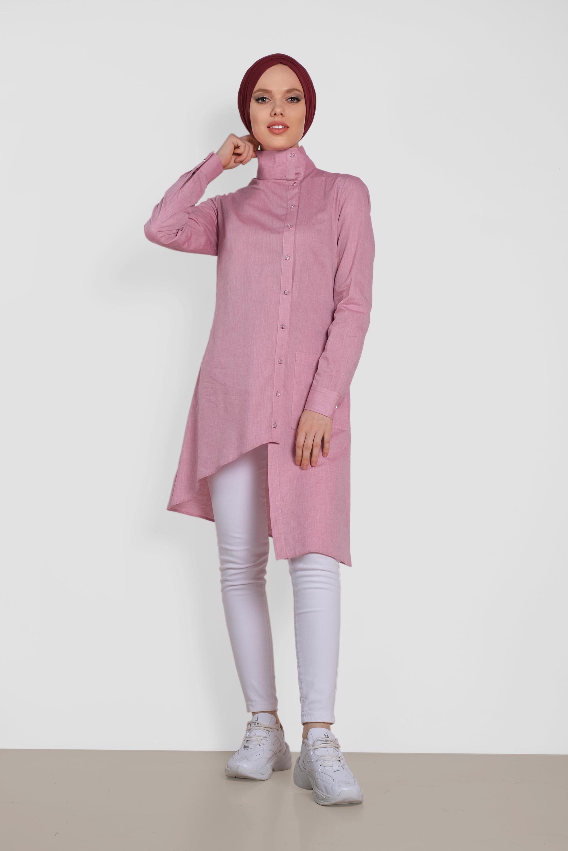 Tesettür giyim BORDO ASİMETRİK KESİM TUNİK 4371