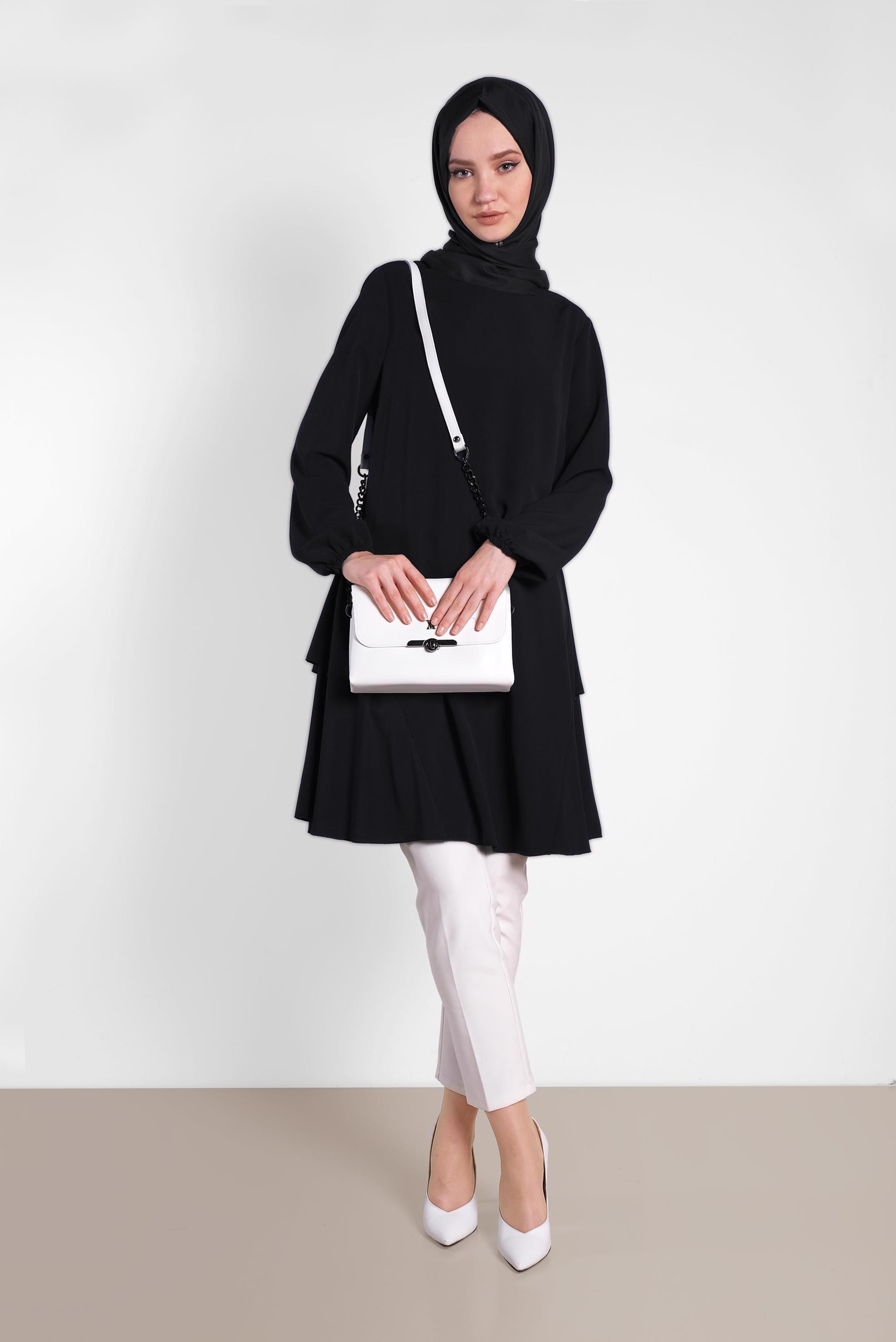 Tesettür giyim SİYAH 4380 CRİSS TUNİK 38/46 TEK36