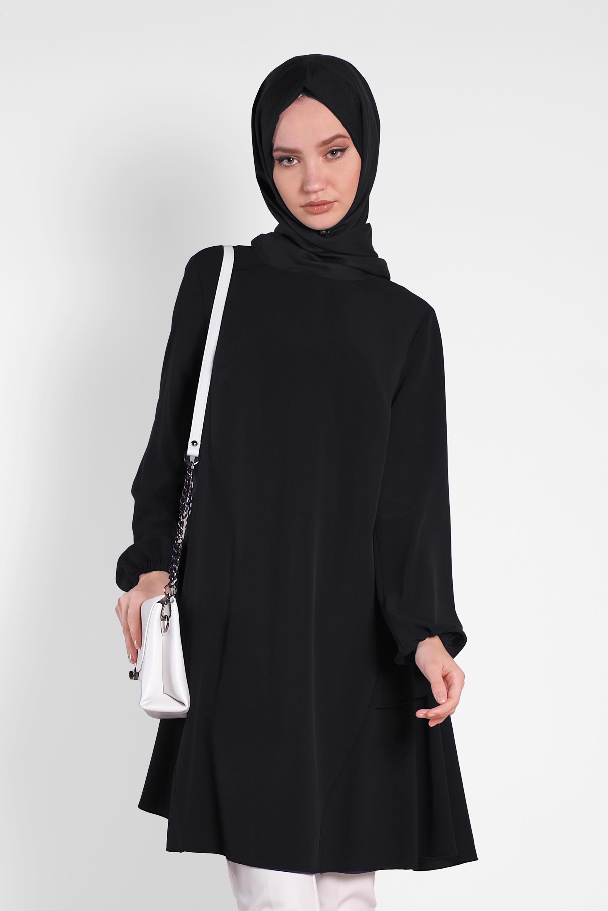 Tesettür giyim SİYAH 4380 CRİSS TUNİK 38/46 TEK36