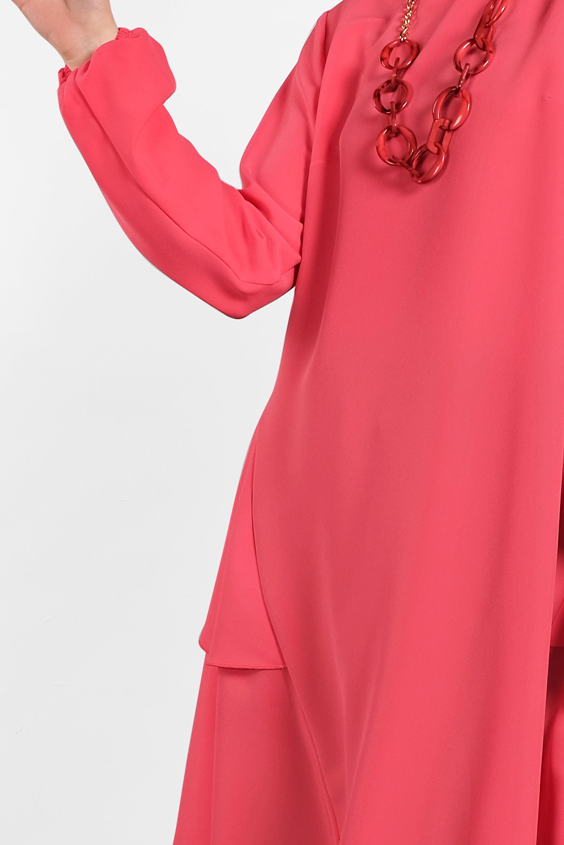 Tesettür giyim MERCAN KOLLARI LASTİKLİ FIRFIR DETAYLI TUNİK 4380