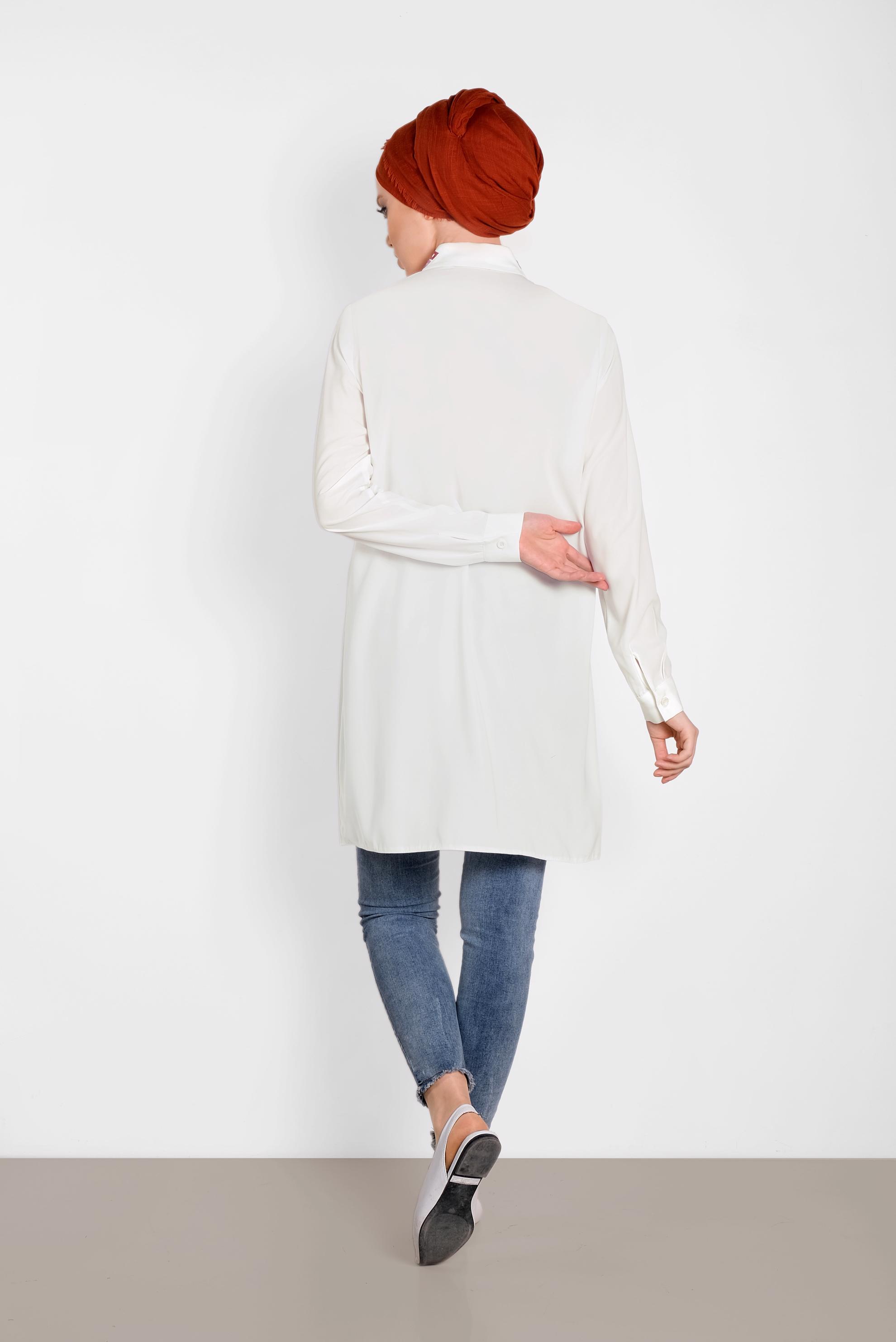 Tesettür giyim BEYAZ YAKASI NAKIŞLI TUNİK 4387