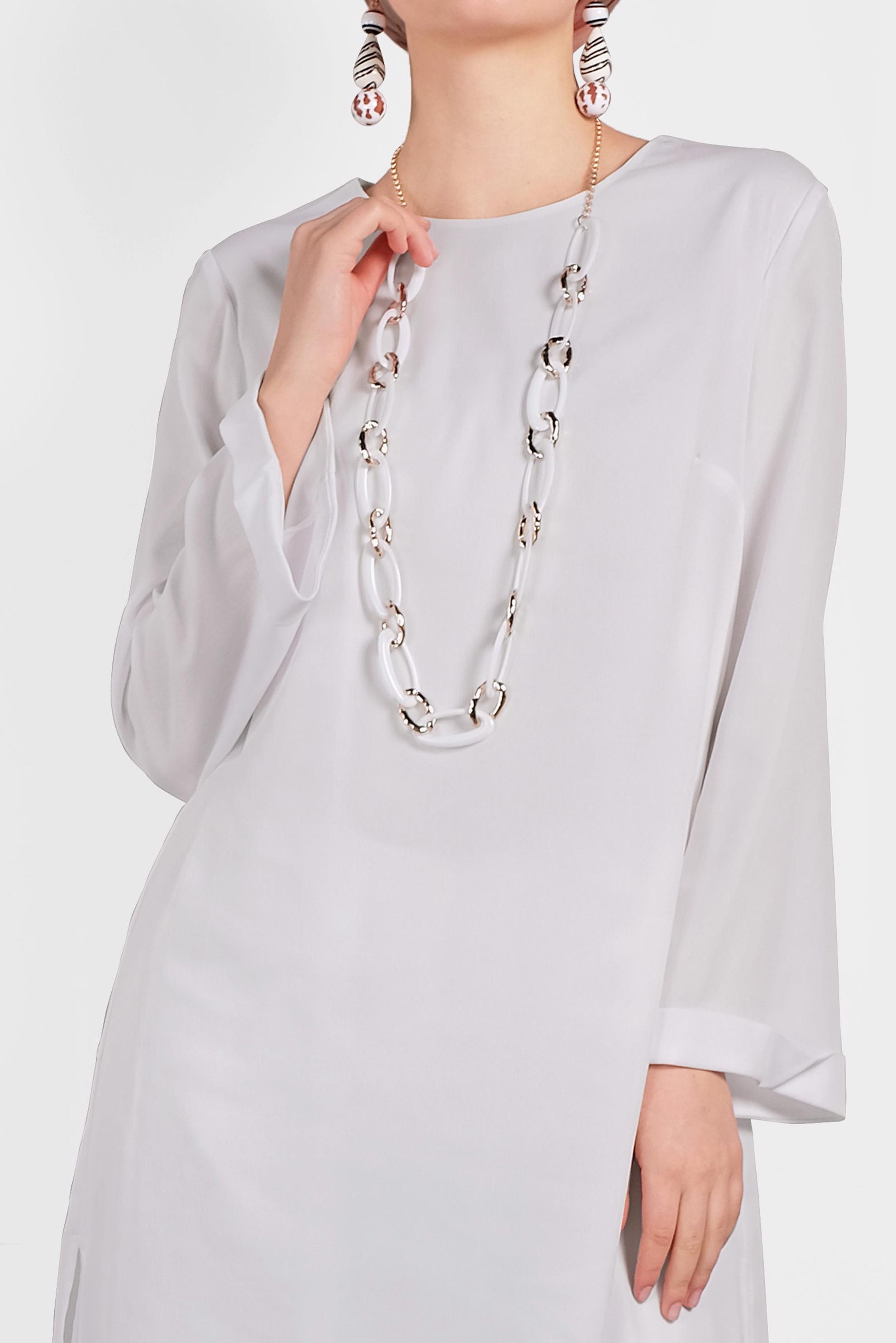 Tesettür giyim BEYAZ ASİMETRİK KESİM SALAŞ TUNİK 4413