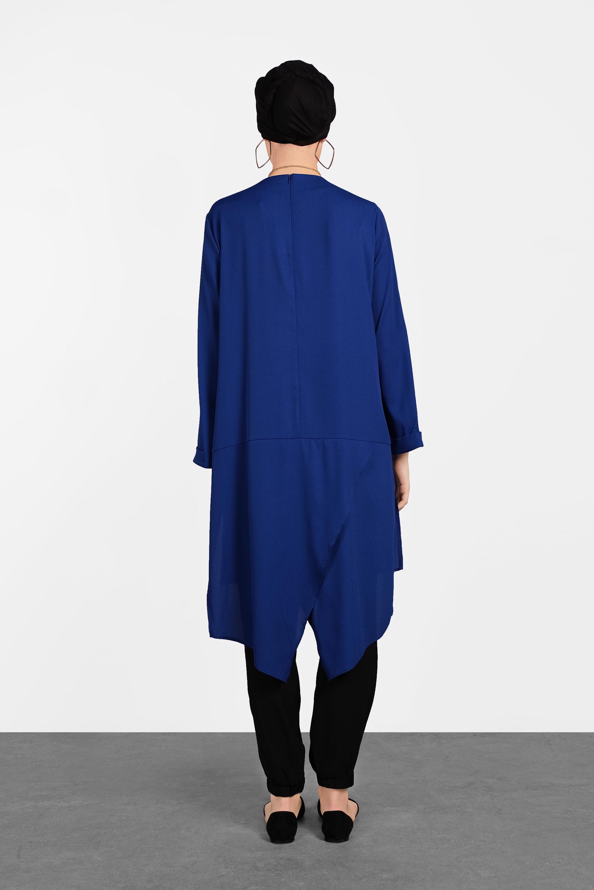 Tesettür giyim LACİVERT ASİMETRİK KESİM SALAŞ TUNİK 4413