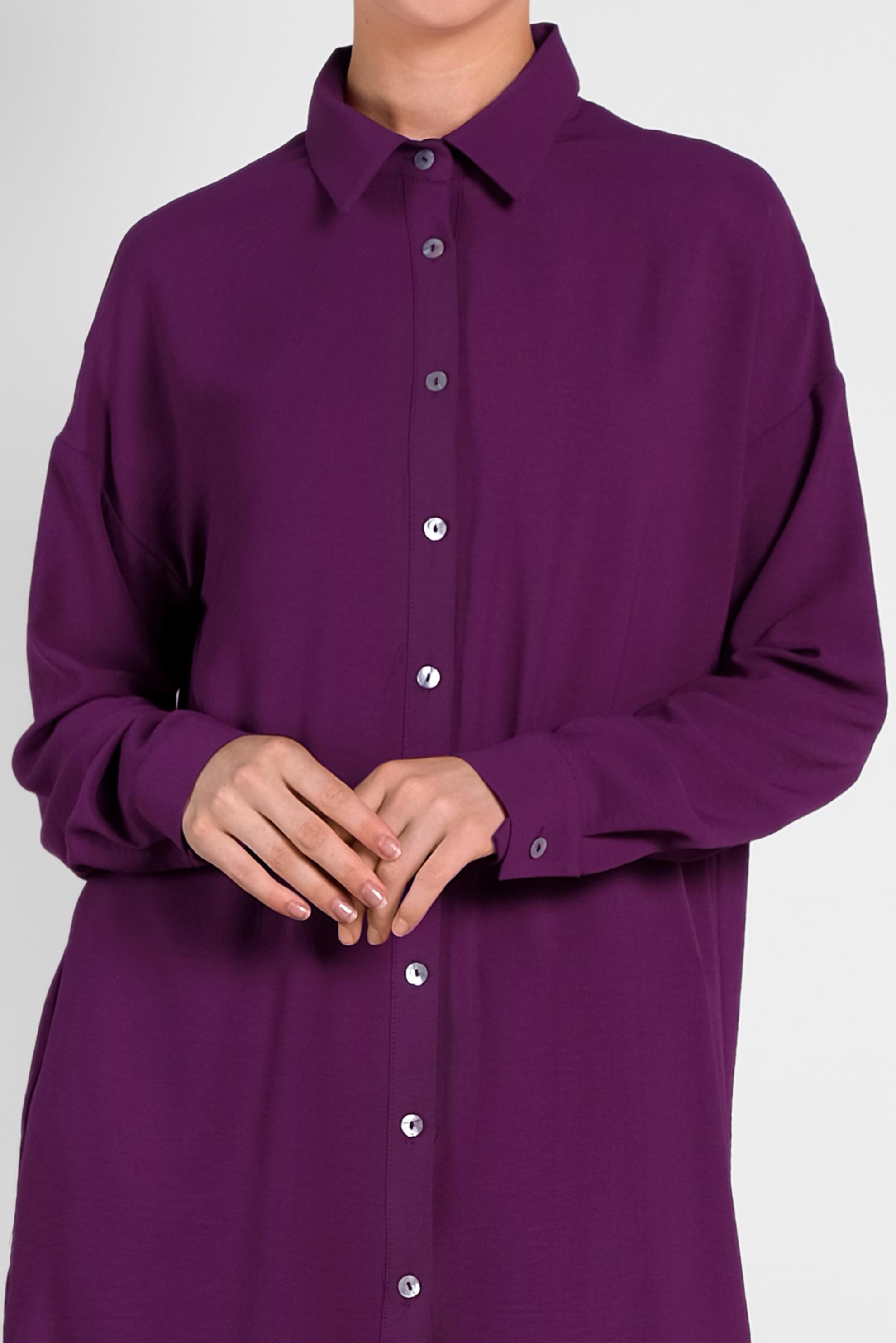 Tesettür giyim MOR YANLARI YIRTMAÇLI TUNİK 4417