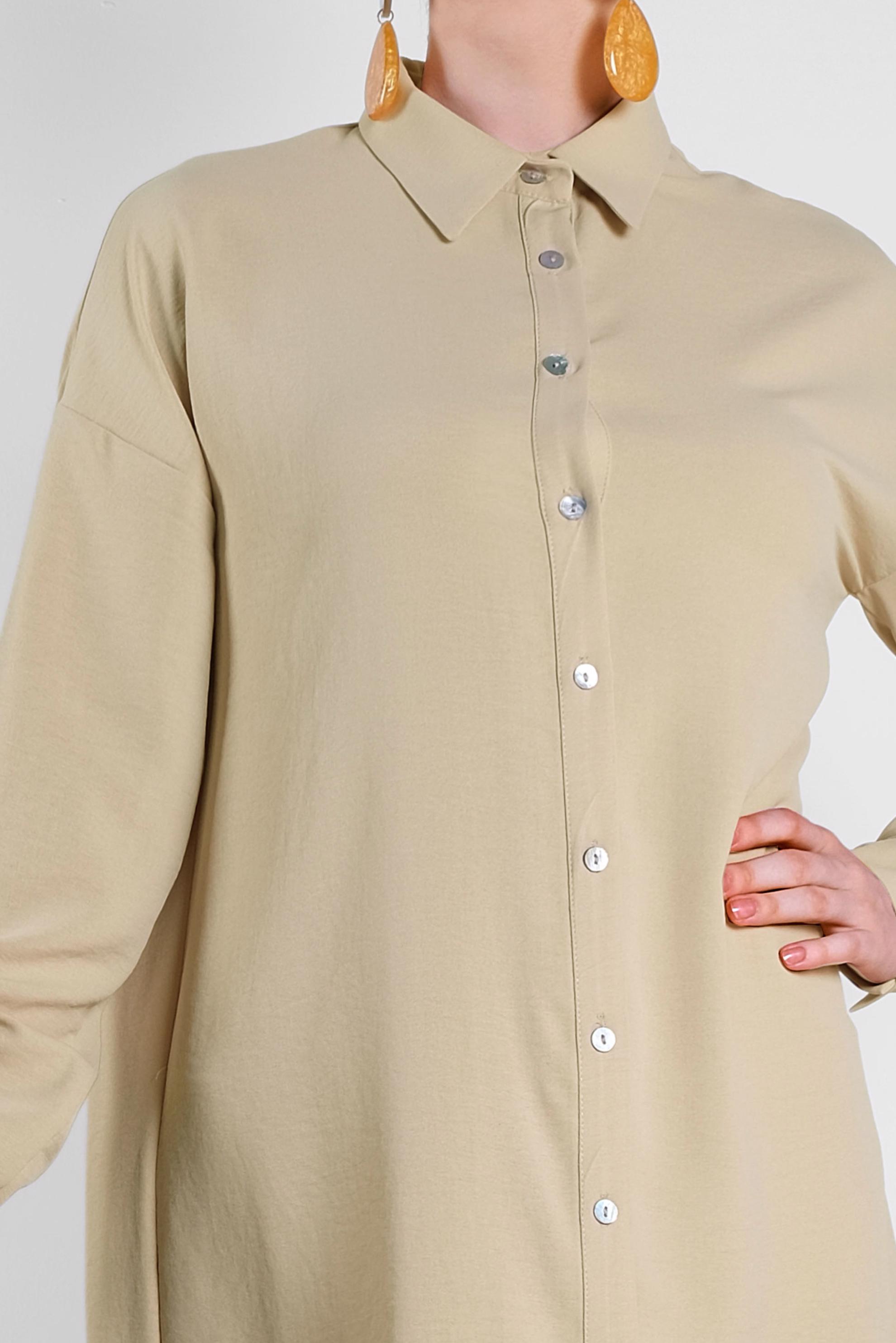 Tesettür giyim KAHVE YANLARI YIRTMAÇLI TUNİK 4417