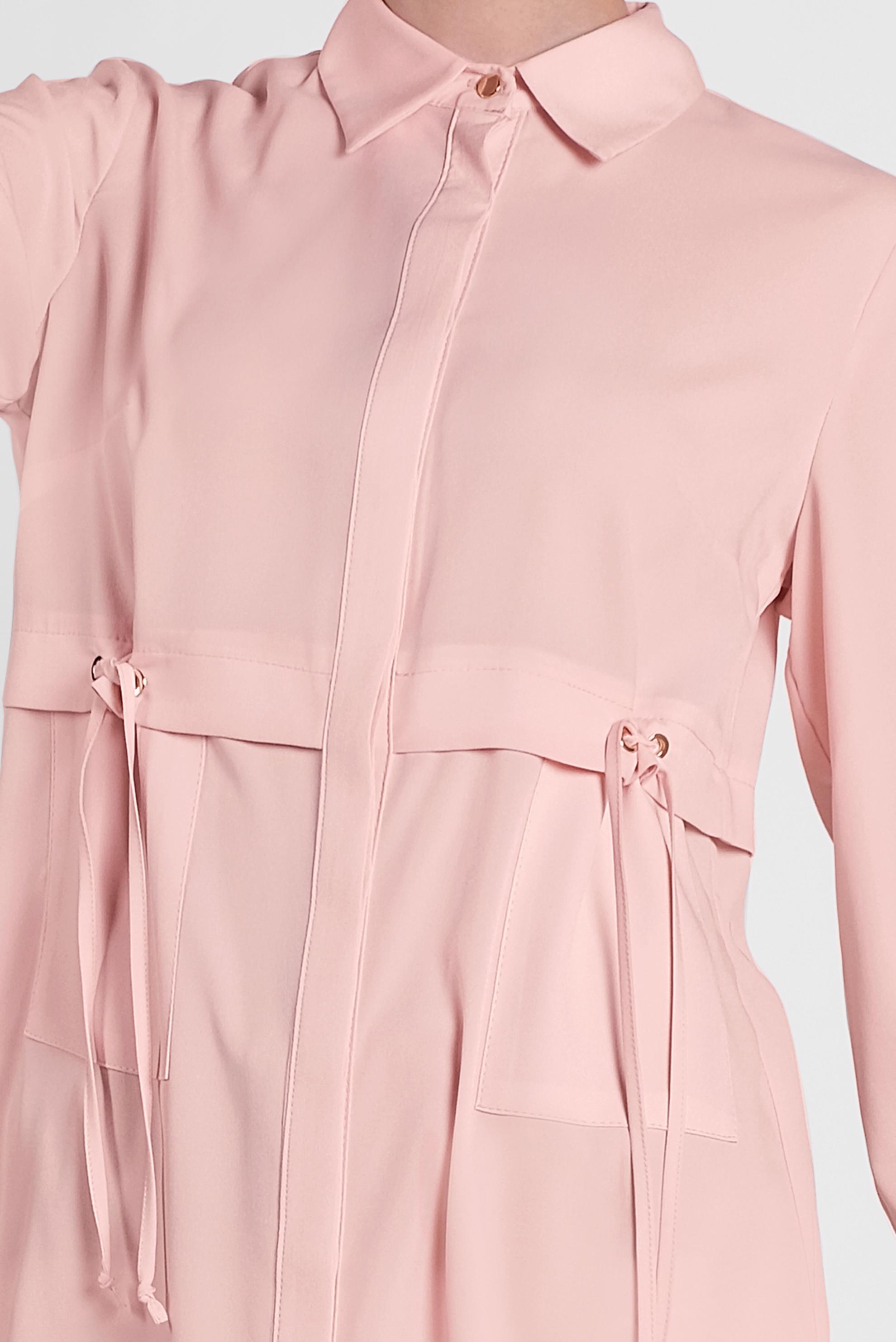 Tesettür giyim PUDRA BELİ BAĞCIK DETAYLI GİZLİ DÜĞMELİ TUNİK 4419