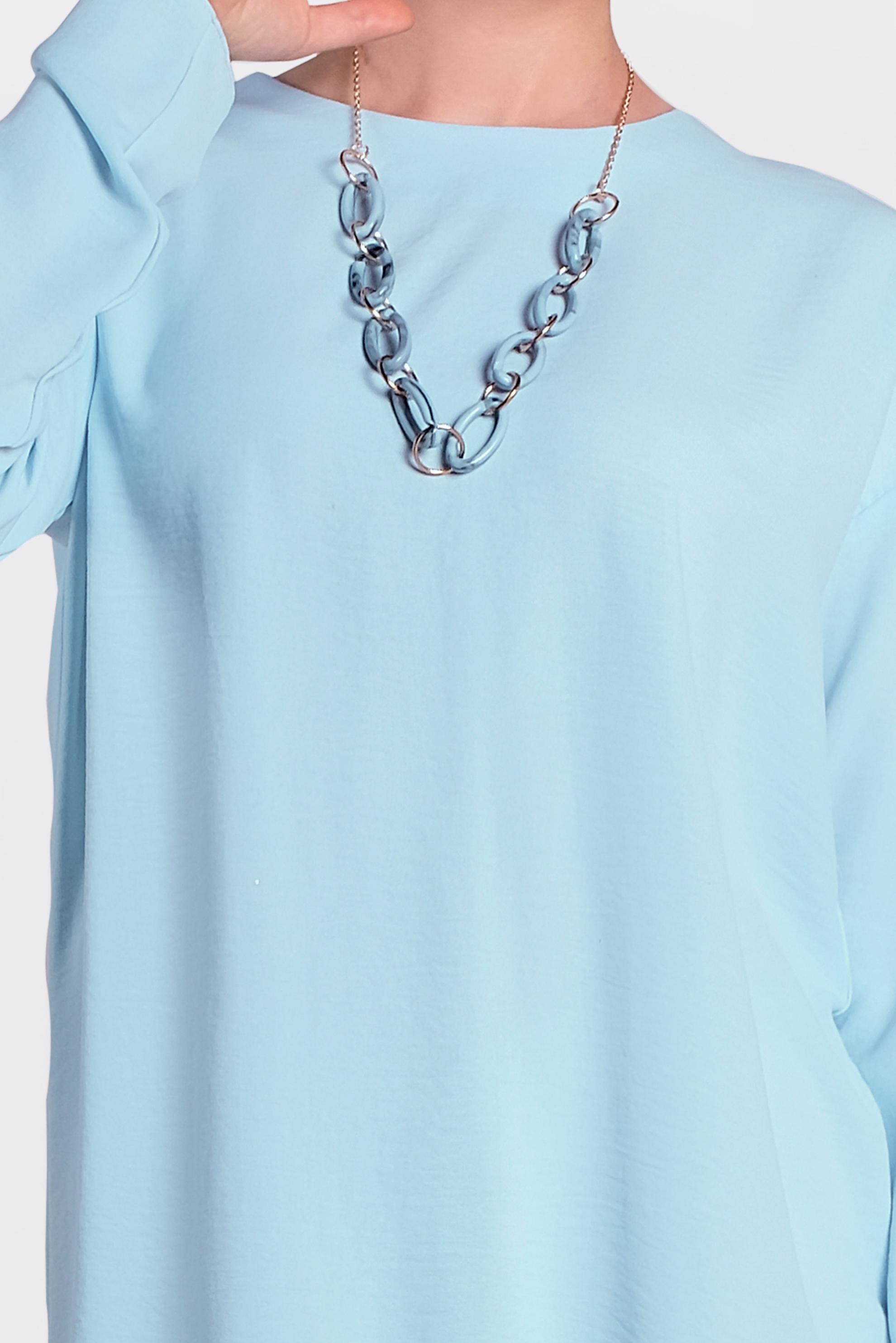 Tesettür giyim MAVİ ETEK UCU OVAL KESİM TUNİK 4420