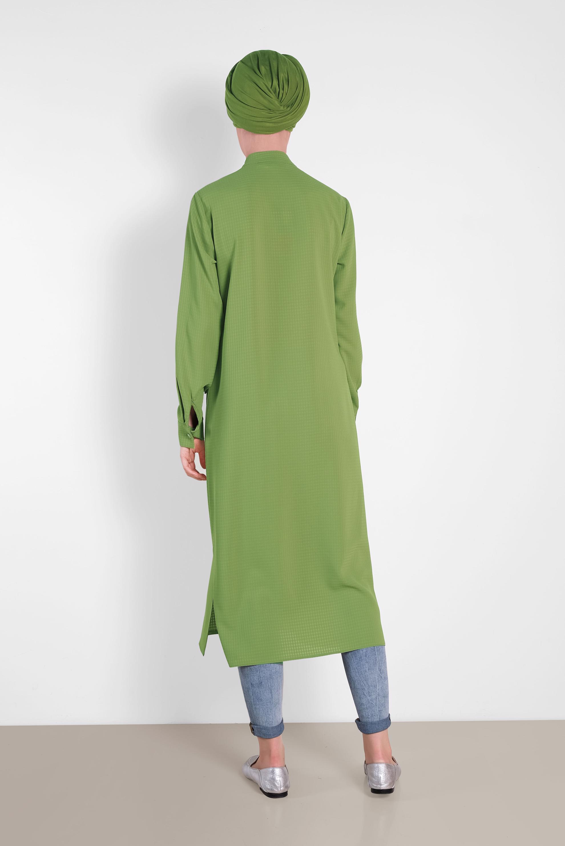 Tesettür giyim YEŞİL FERMUARLI TUNİK 4422