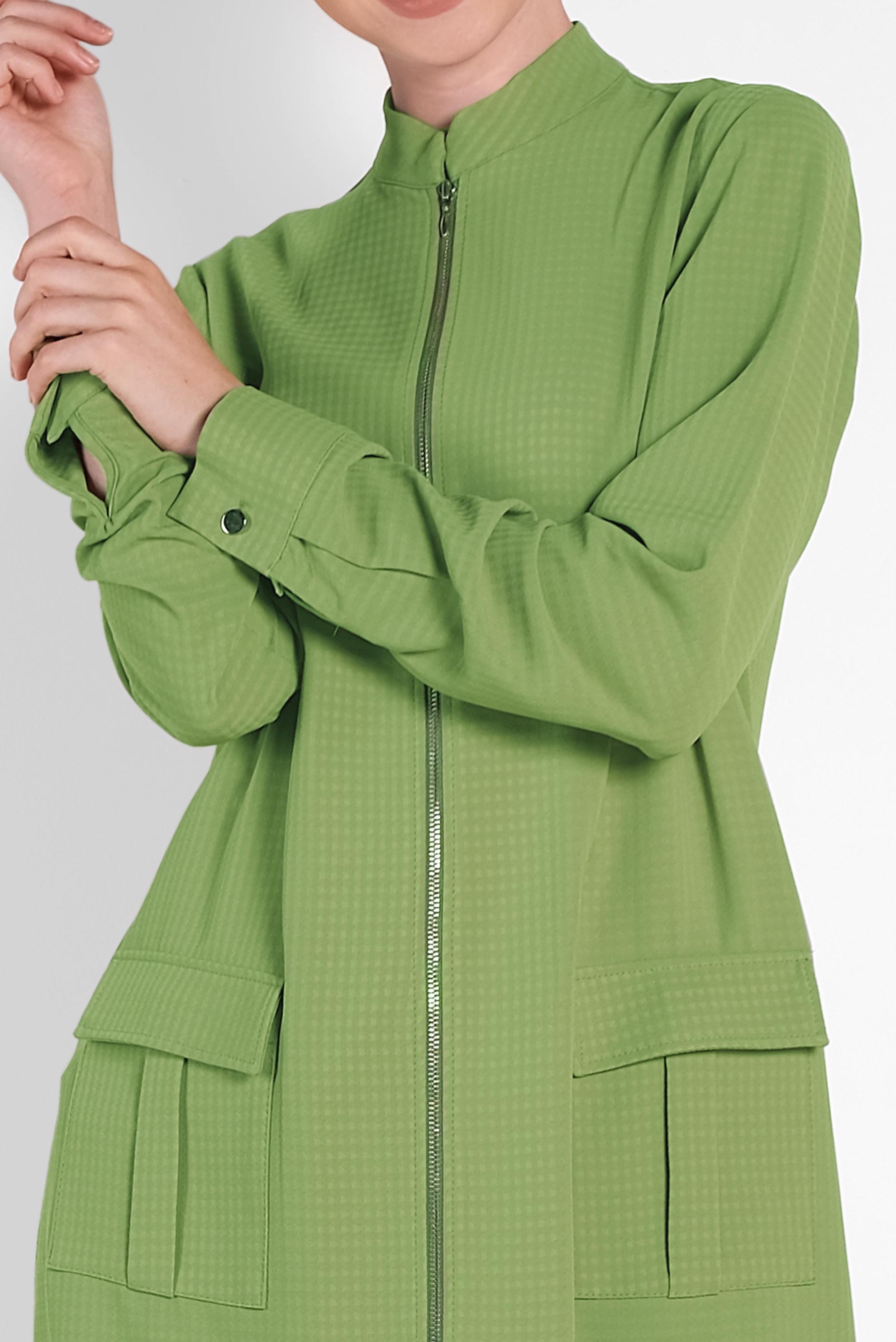 Tesettür giyim YEŞİL FERMUARLI TUNİK 4422