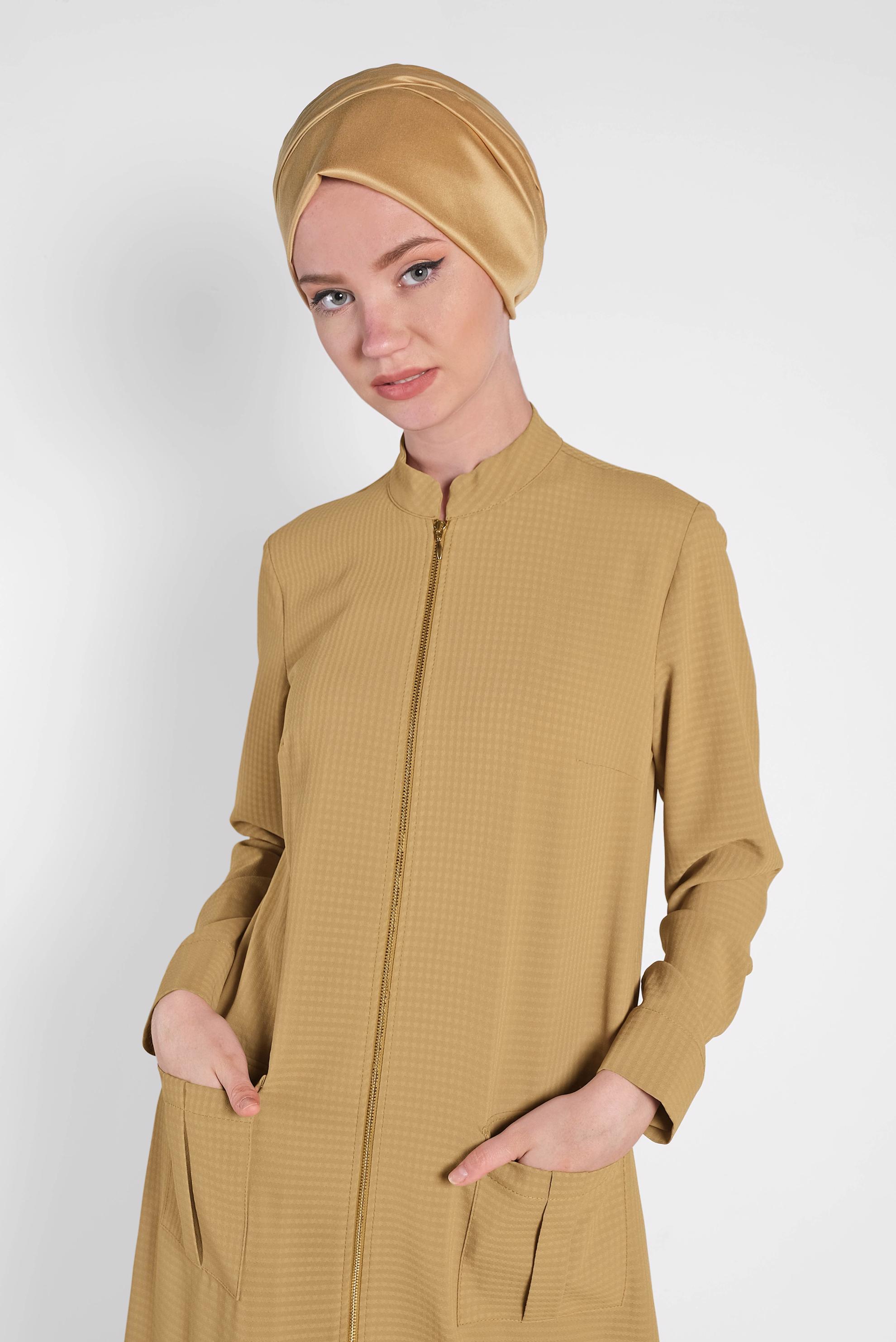 Tesettür giyim SARI FERMUARLI TUNİK 4422