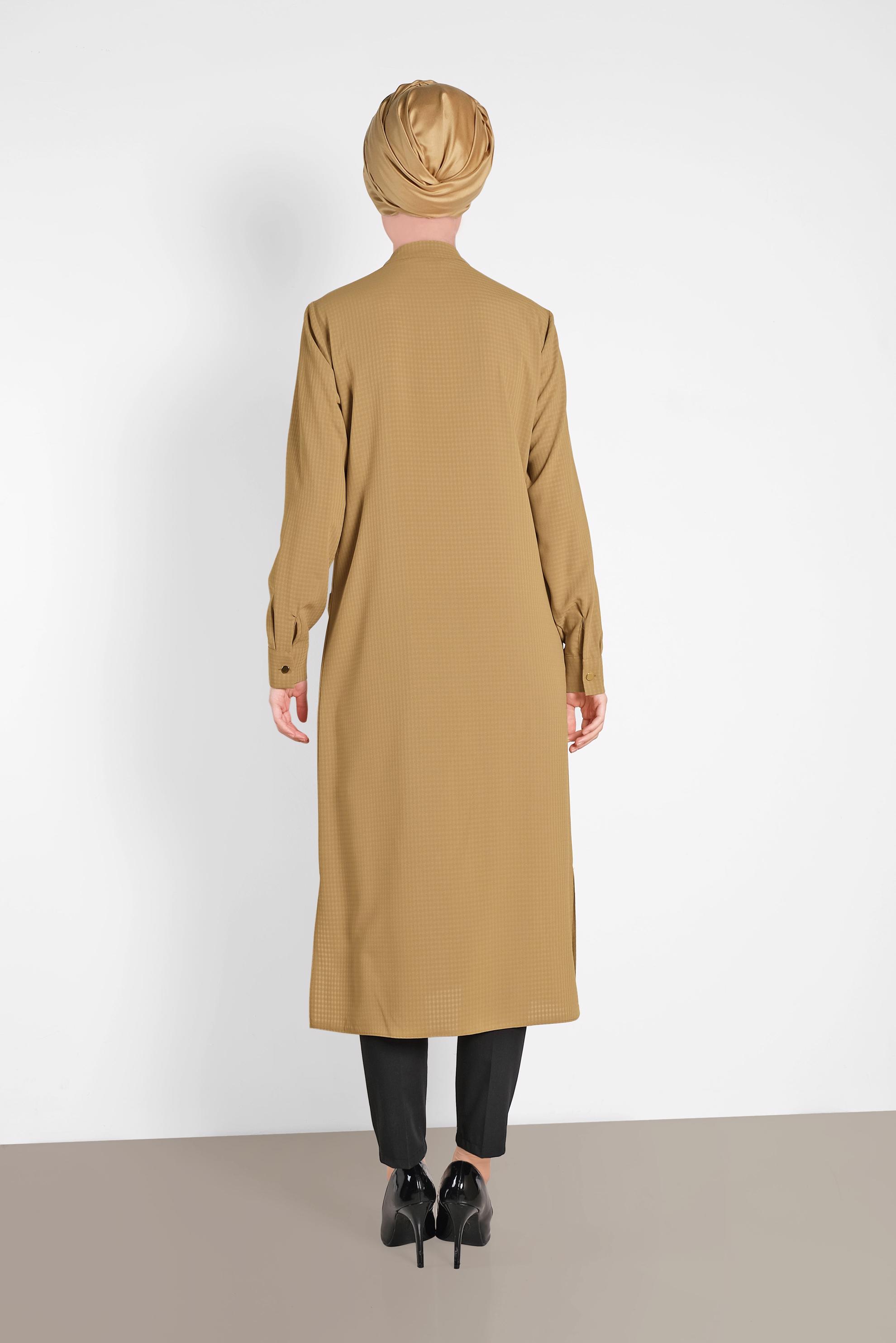 Tesettür giyim SARI FERMUARLI TUNİK 4422