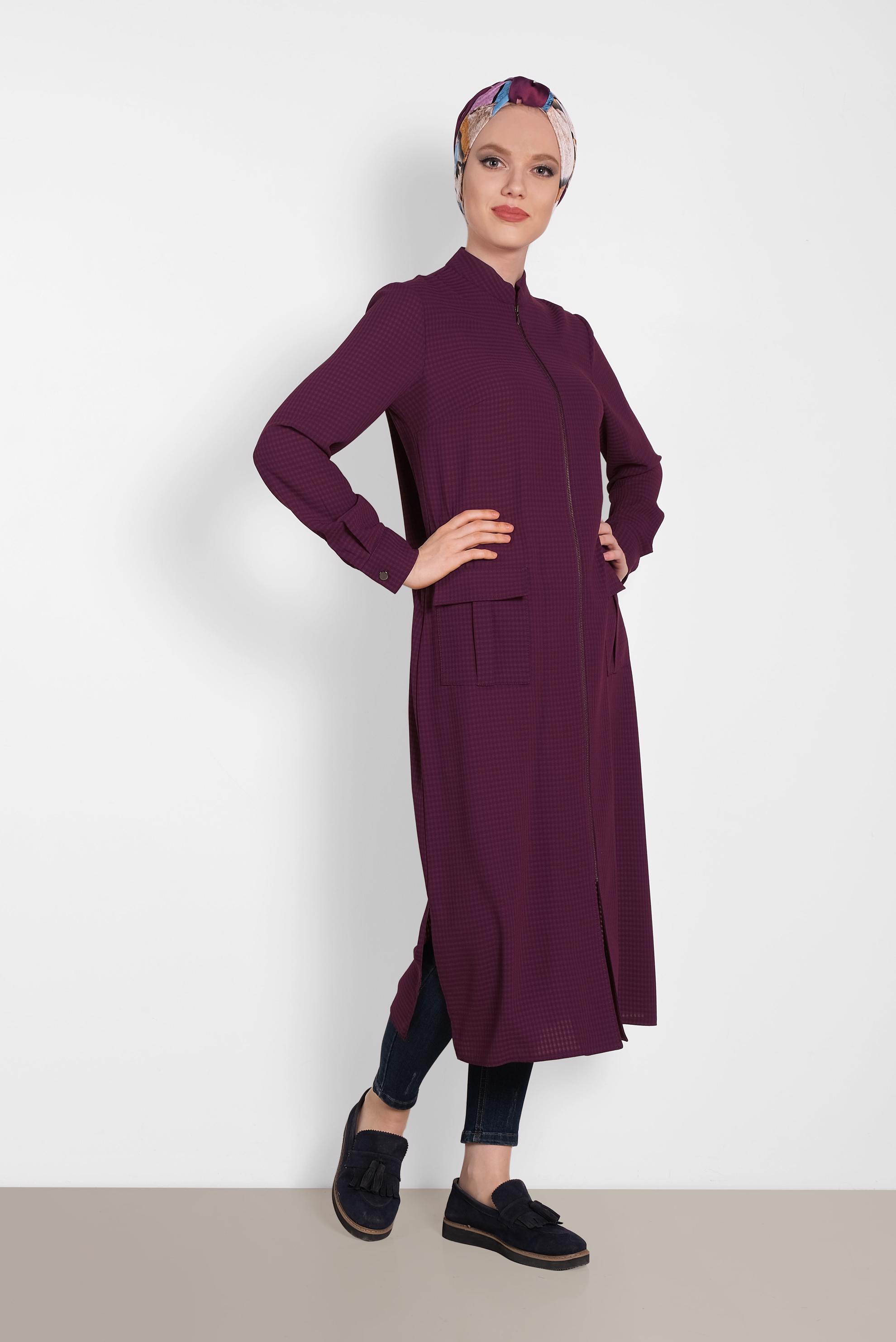 Tesettür giyim MÜRDÜM FERMUARLI TUNİK 4422