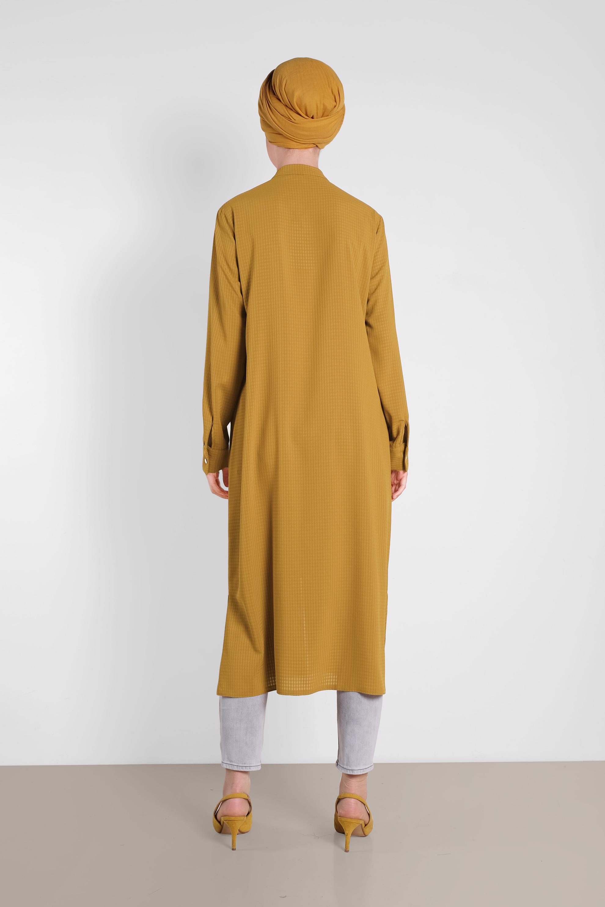 Tesettür giyim SARI FERMUARLI TUNİK 4422