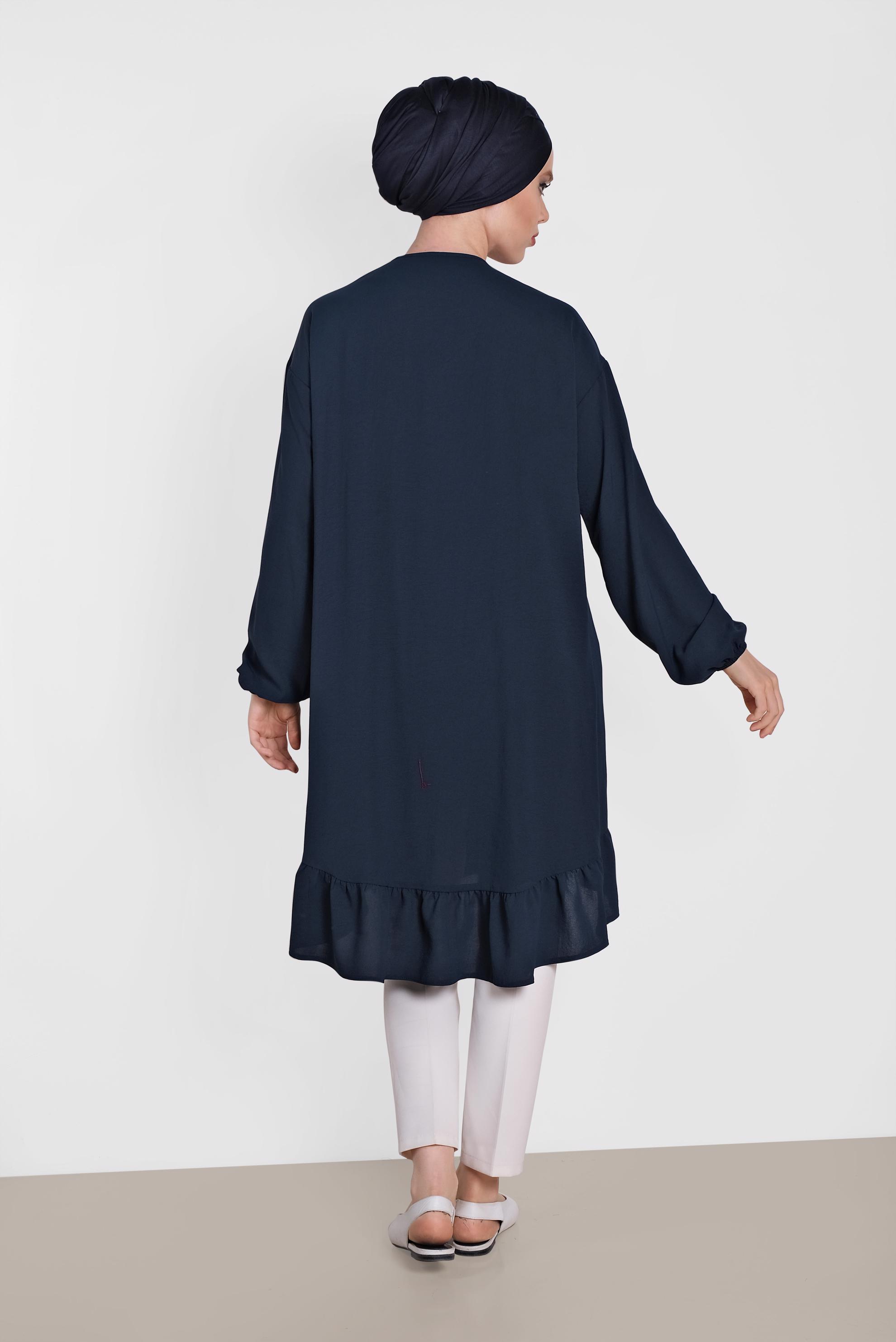 Tesettür giyim LACİVERT VOLANLI SALAŞ TUNİK 4426