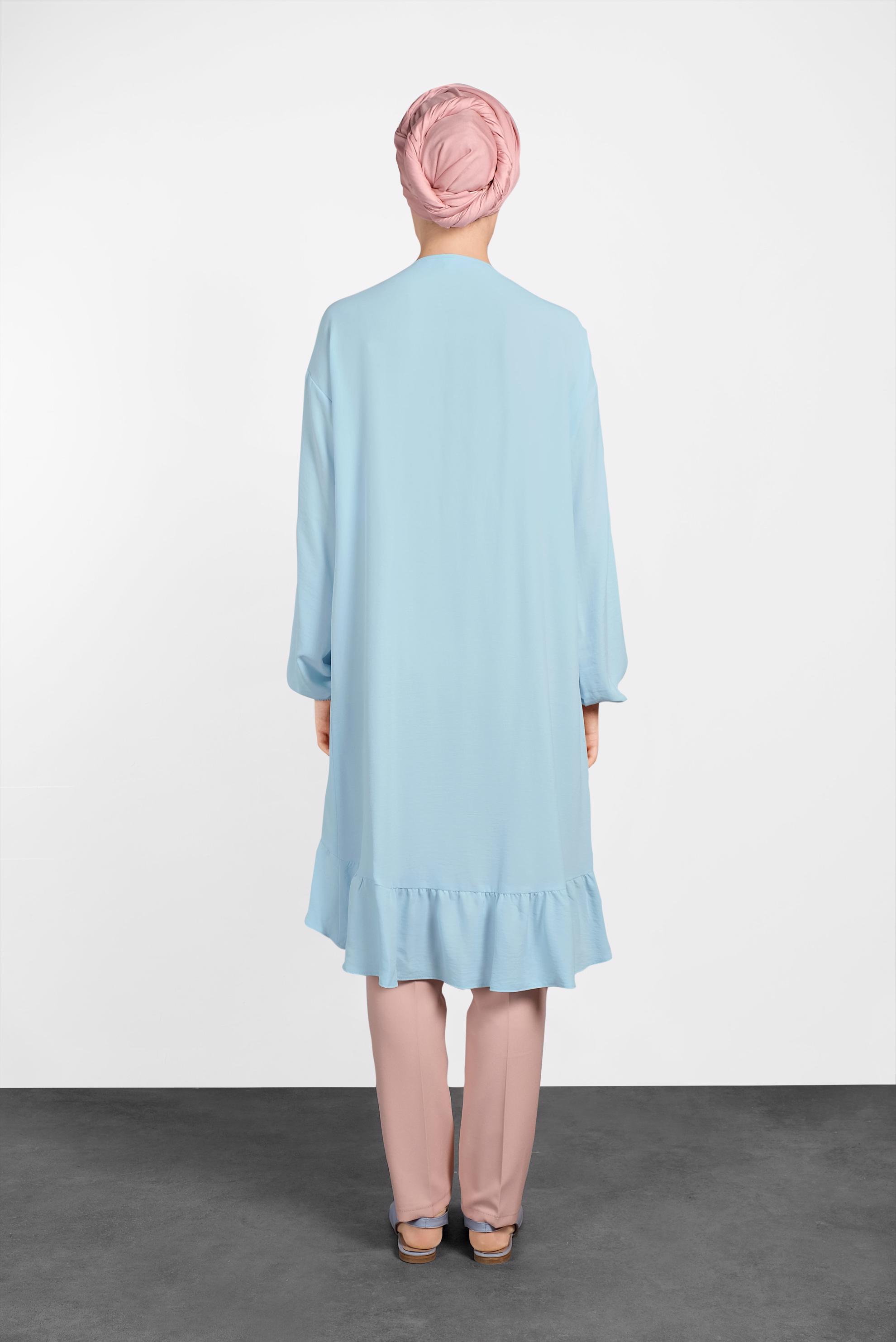 Tesettür giyim MAVİ VOLANLI SALAŞ TUNİK 4426