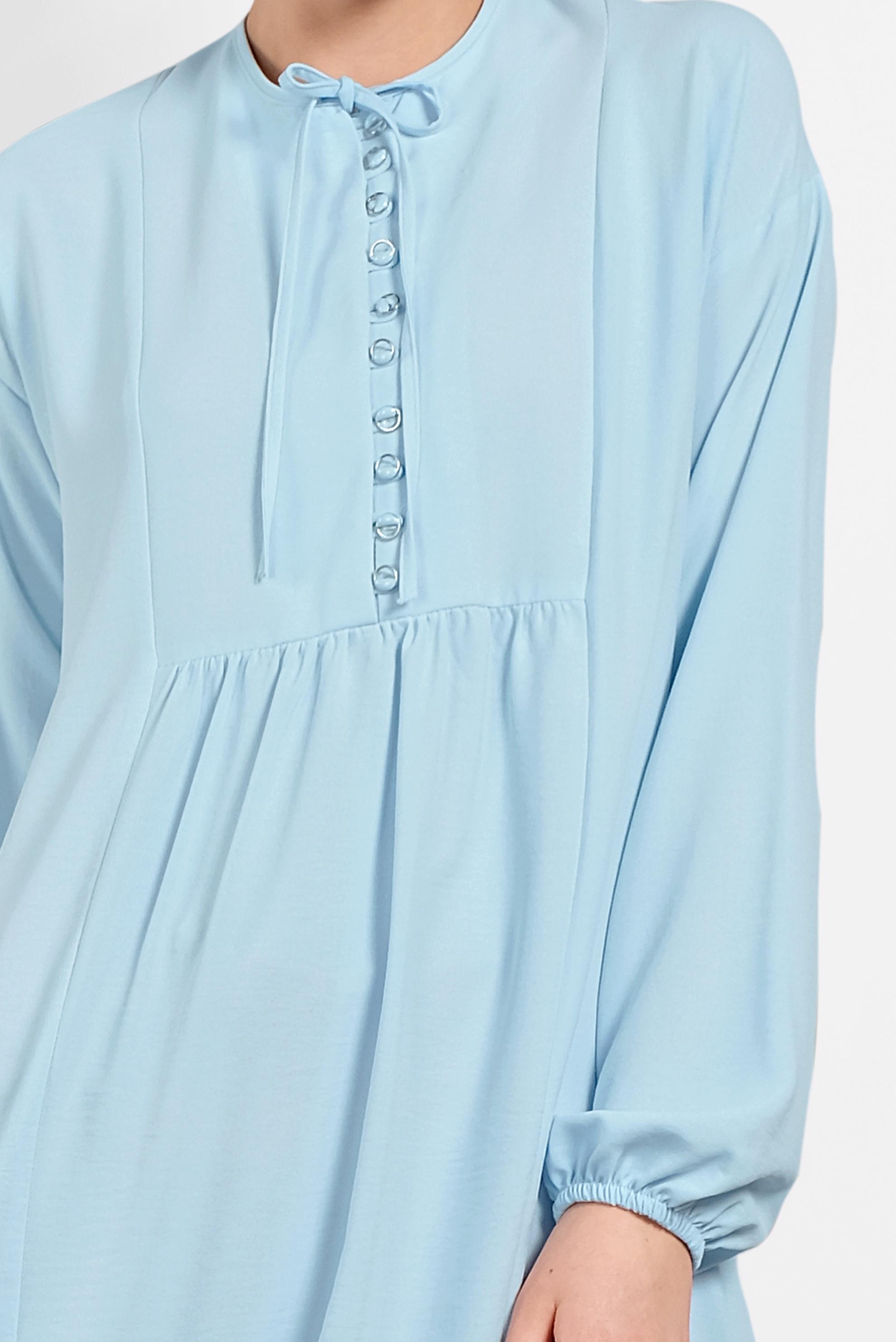 Tesettür giyim MAVİ VOLANLI SALAŞ TUNİK 4426