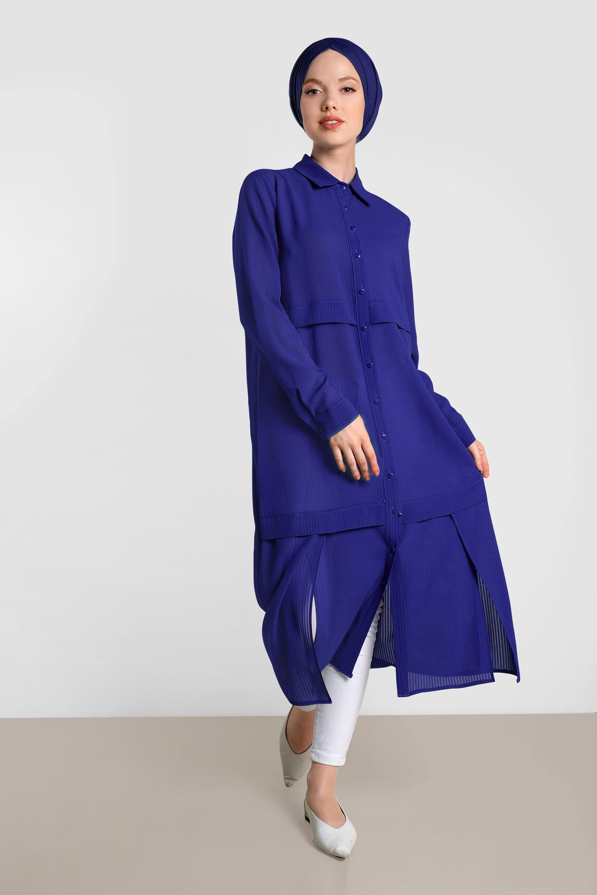 Tesettür giyim LACİVERT 4434 8203 TUNİK 40/48 TEK38