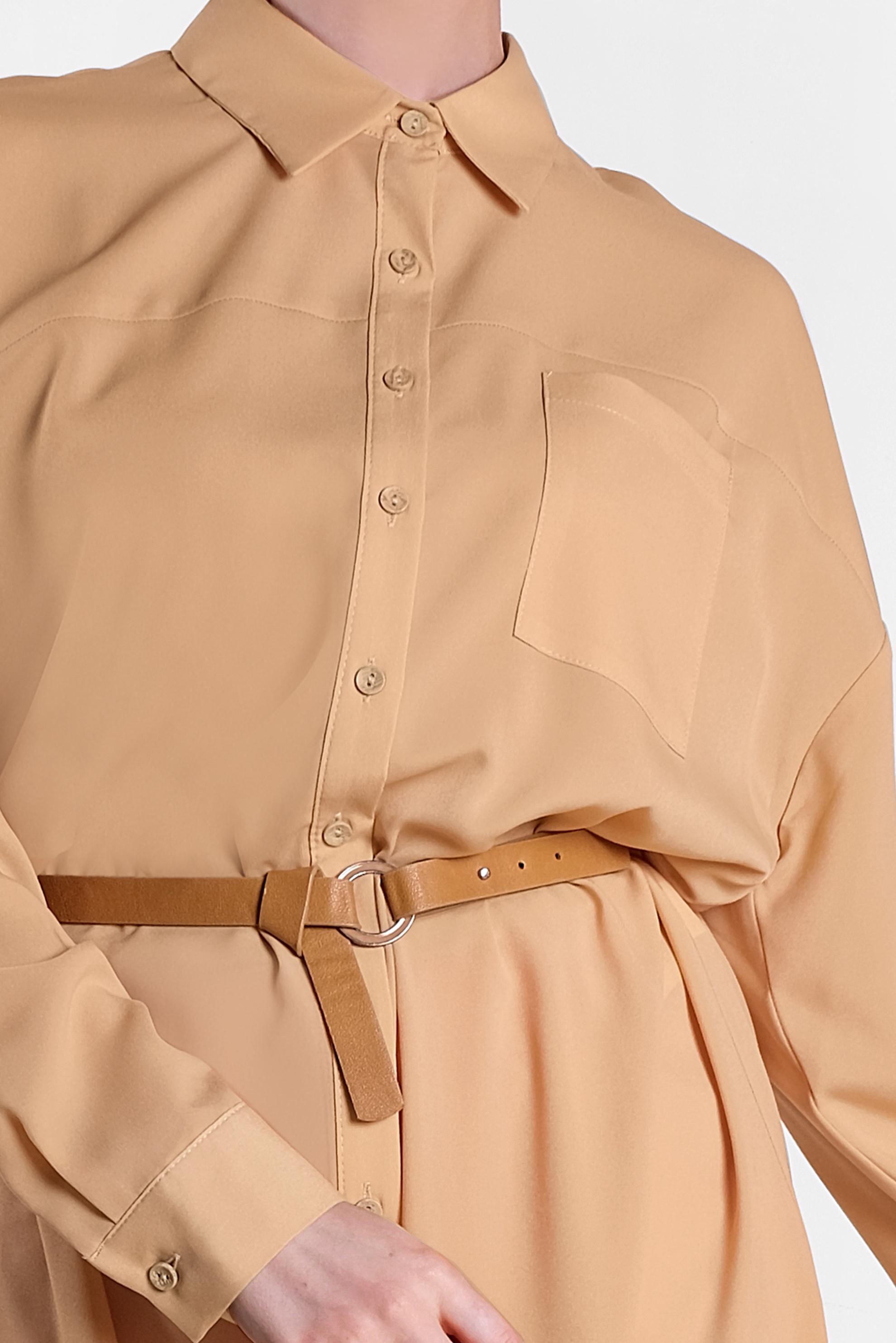 Tesettür giyim KAHVE YANLARI YIRTMAÇLI DÜĞMELİ TUNİK 4435