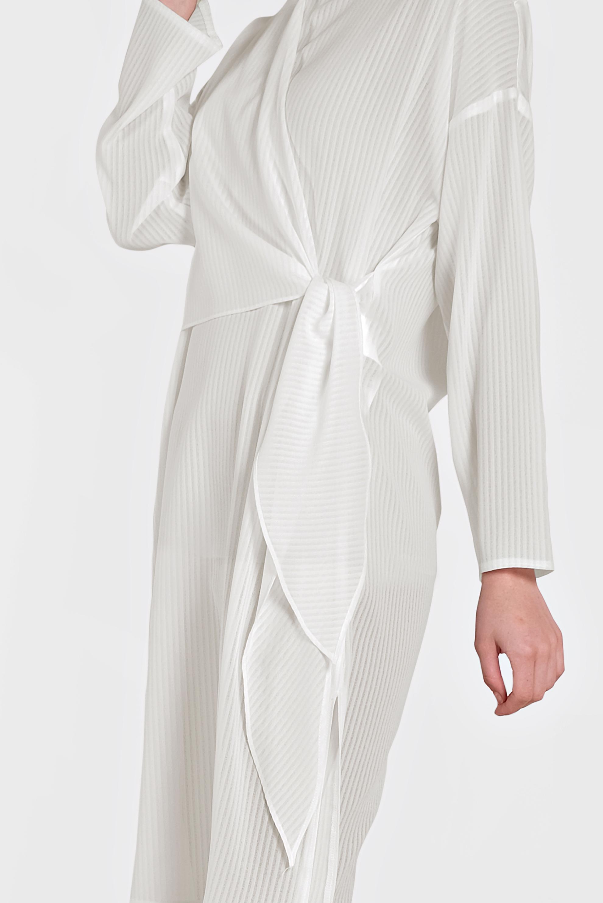 Tesettür giyim EKRU BAĞLAMA DETAYLI İNCE YAZLIK TUNİK 4436