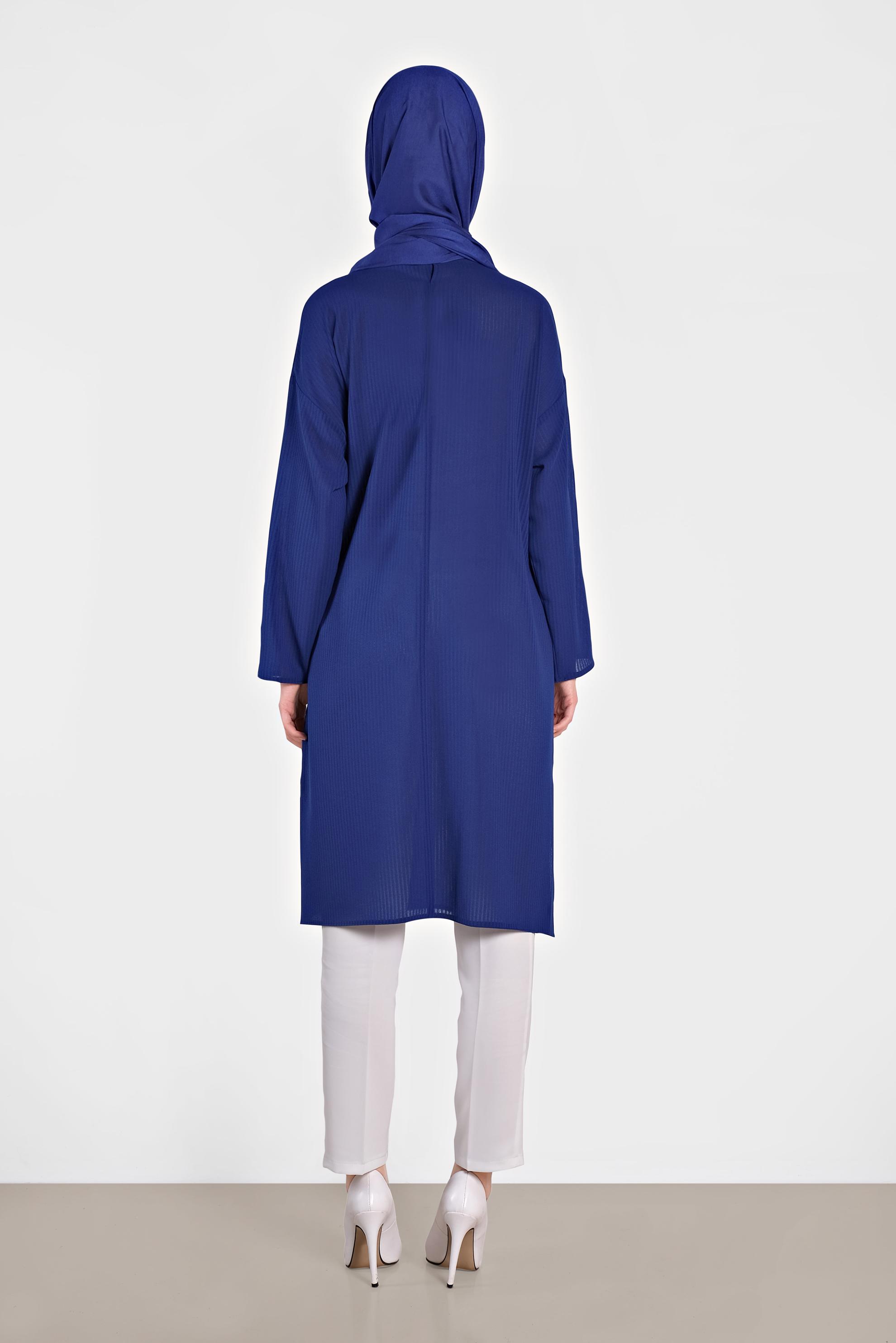 Tesettür giyim LACİVERT BAĞLAMA DETAYLI İNCE YAZLIK TUNİK 4436