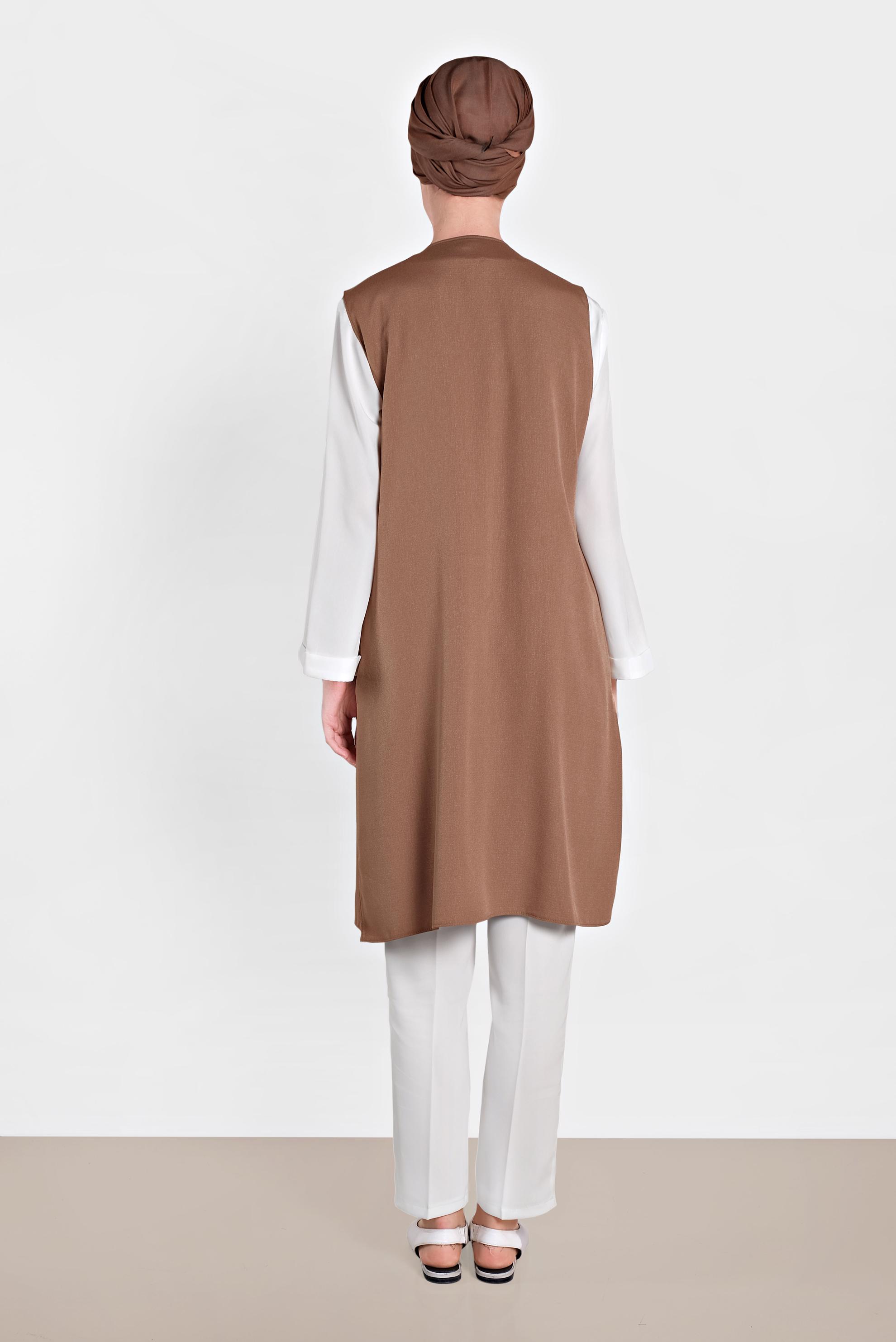 Tesettür giyim TABA İŞLEMELİ İKİLİ TUNİK 4437